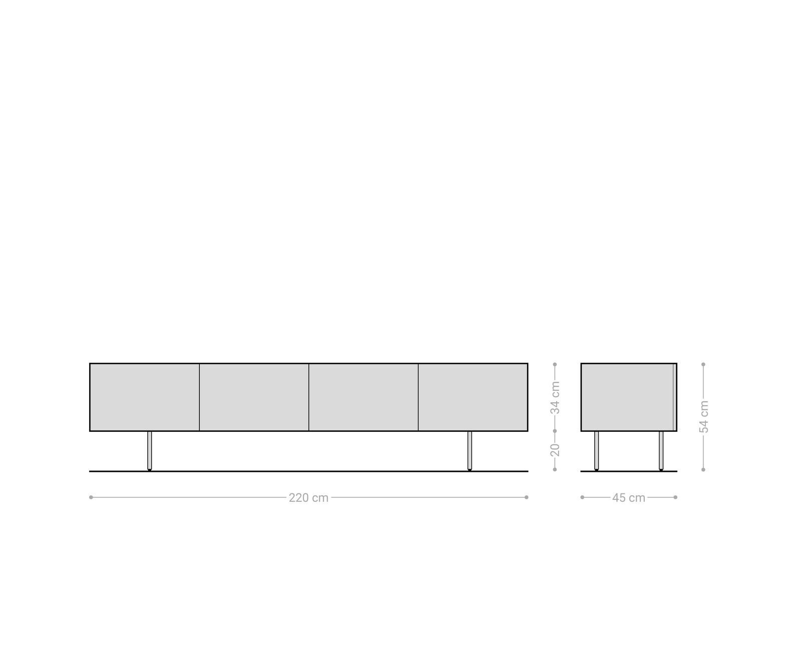 TV-meubel Ashara 220 cm eiken natuur 3D-effect 4 deuren ronde voet metaal zwart 6