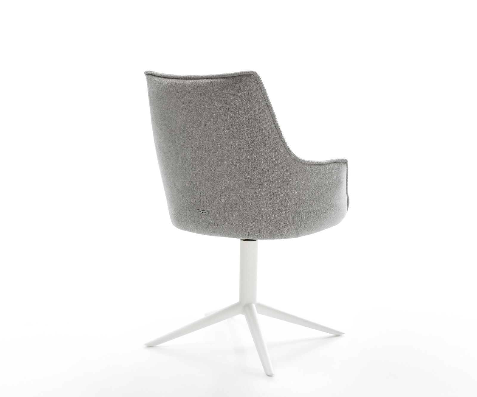 Draaistoel Alja-Flex met armleuning zachte stof met structuur grijs kruispoot wit 360° draaibaar rocker-functie pocketveer kern 5