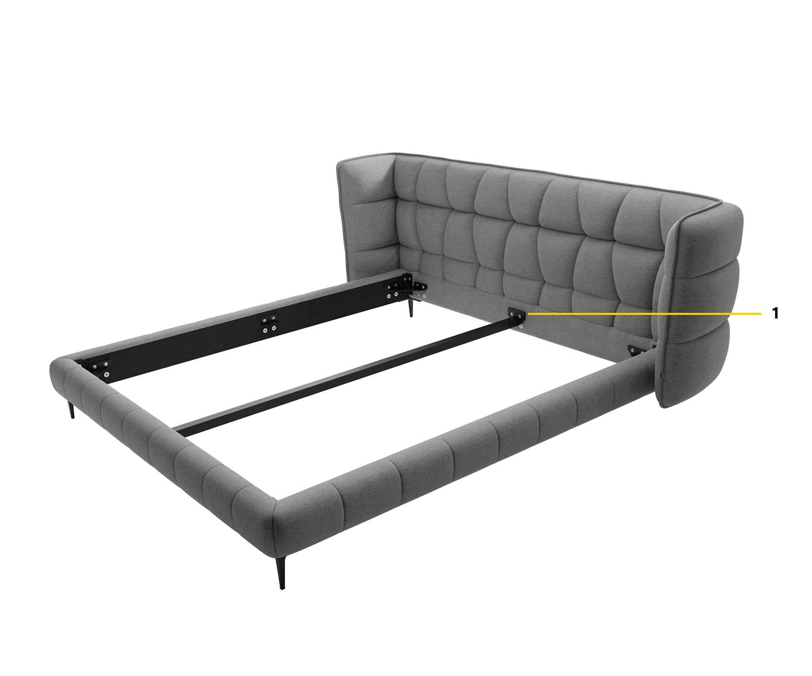 Gestoffeerd-bedframe Capujo 140x200 cm Bouclé Crème-Wit 5
