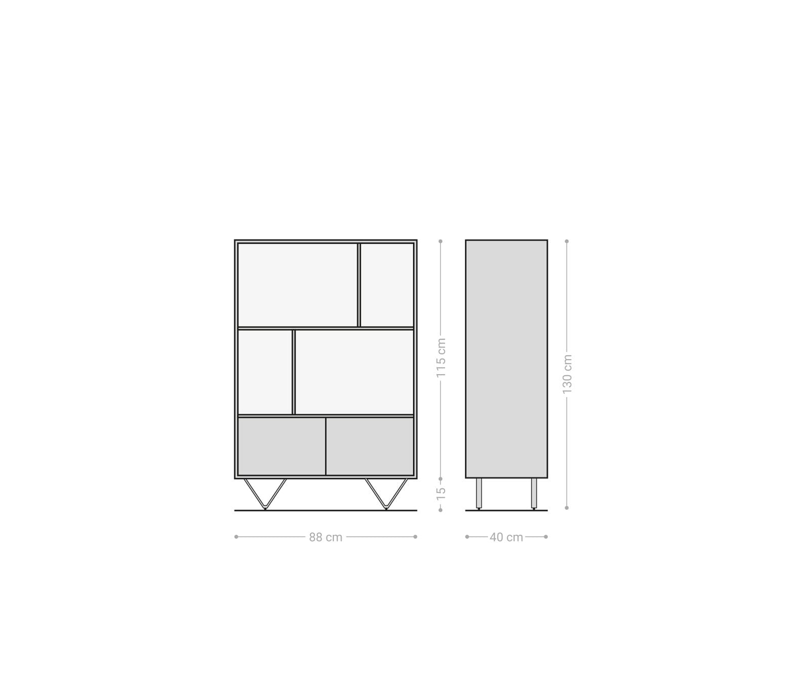 Highboard Kleo 90x130 cm natuur acacia 2 deuren V-poot rvs 6 Highboard Kleo 90x130 cm natuur acacia 2 deuren V-poot rvs 6