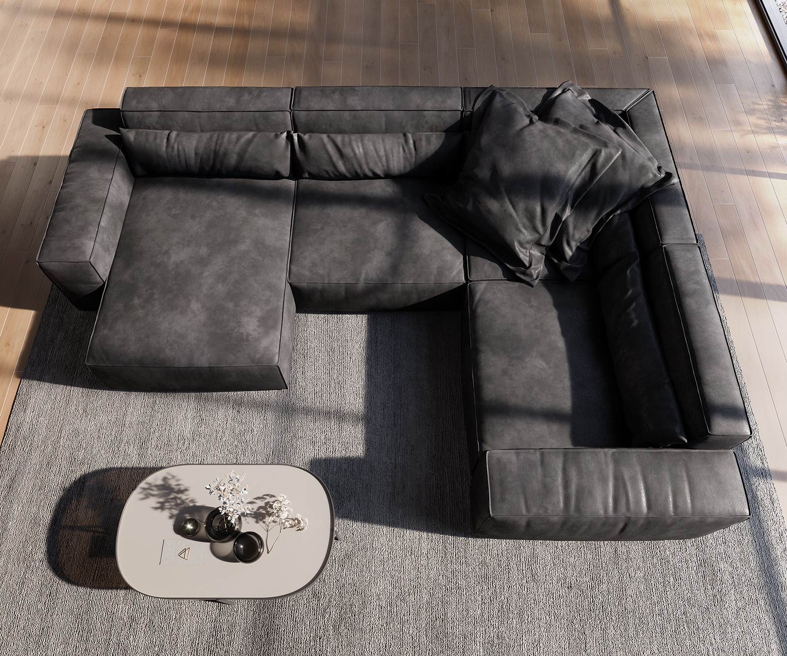 Woonkamerlandschap Sirpio 300x210 cm kunstleer vintage antraciet recamiere variabele 3 Woonkamerlandschap Sirpio 300x210 cm kunstleer vintage antraciet recamiere variabele 3