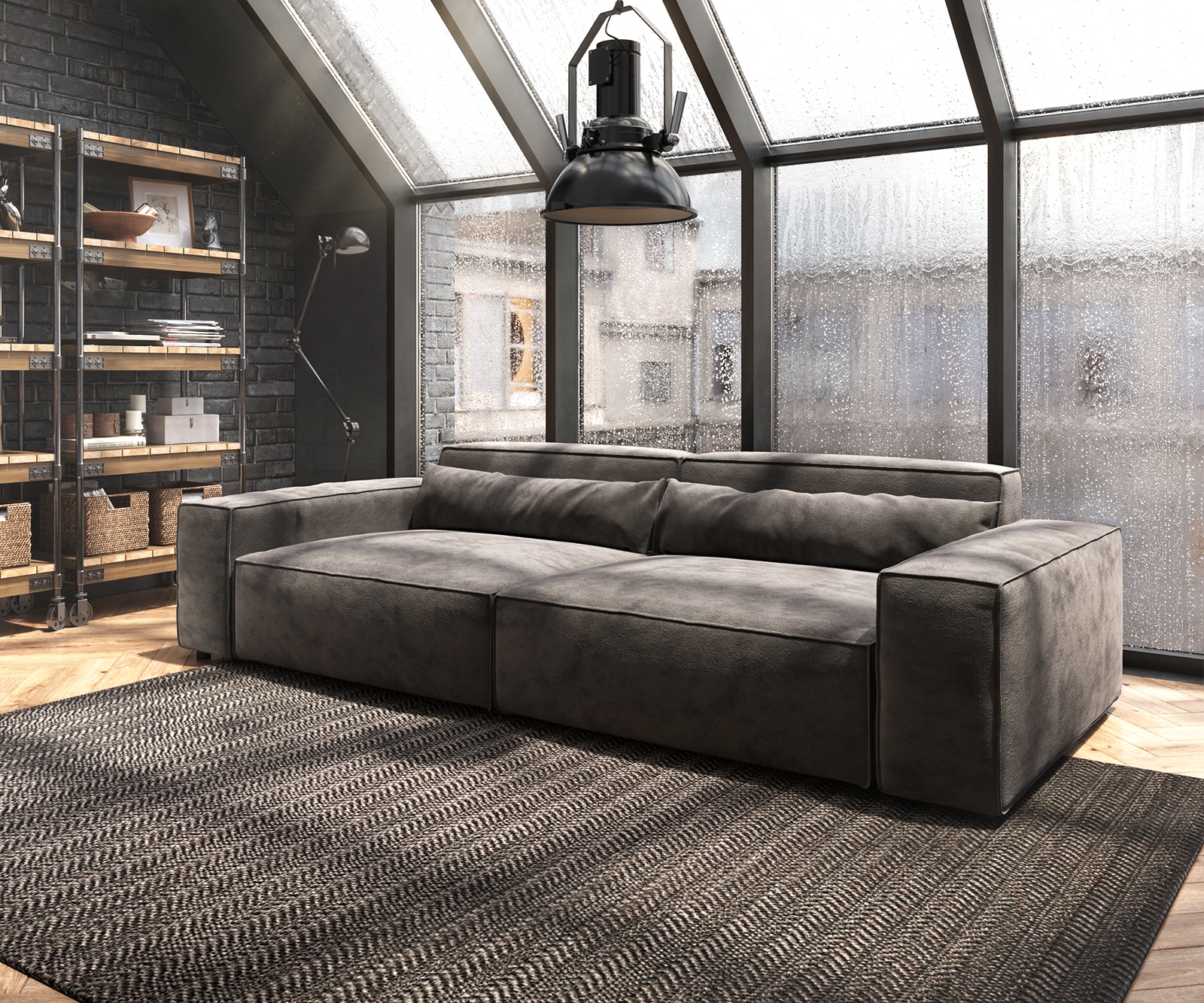 Big-sofa Sirpio XL 270x130 cm microvezel kaki bruin Big-sofa Sirpio XL 270x130 cm microvezel kaki bruin
