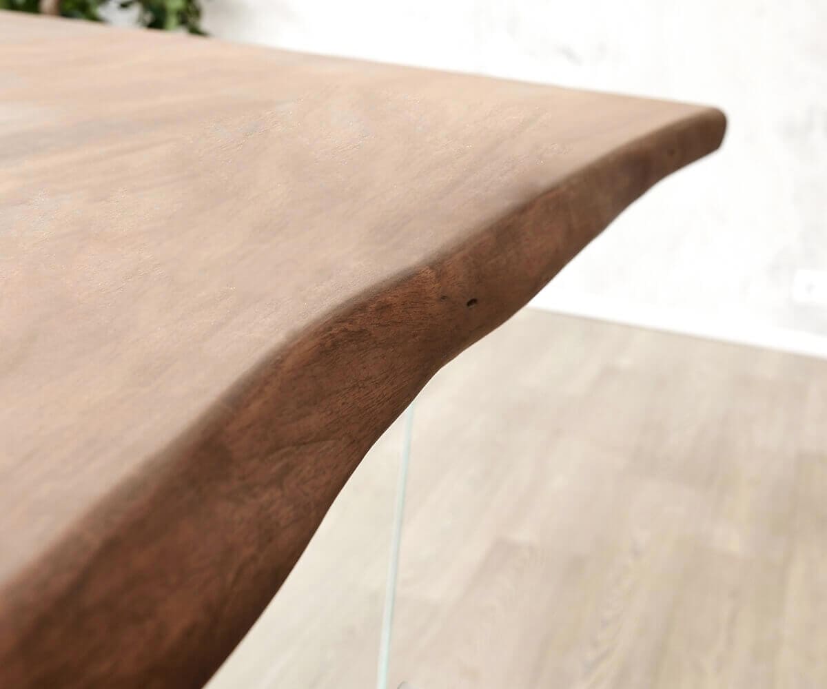 Eettafel Edge 200x100 acacia bruin glas frame Live-Edge 6