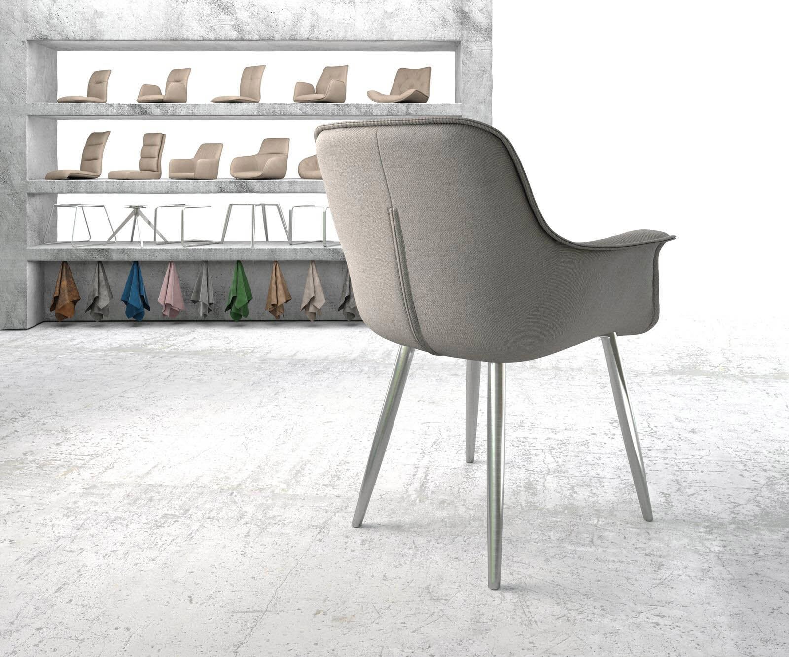 Eetkamerstoel Kaira-Flex stripes lichtgrijs 4-poot conisch roestvrij staal 3 Eetkamerstoel Kaira-Flex stripes lichtgrijs 4-poot conisch roestvrij staal 3