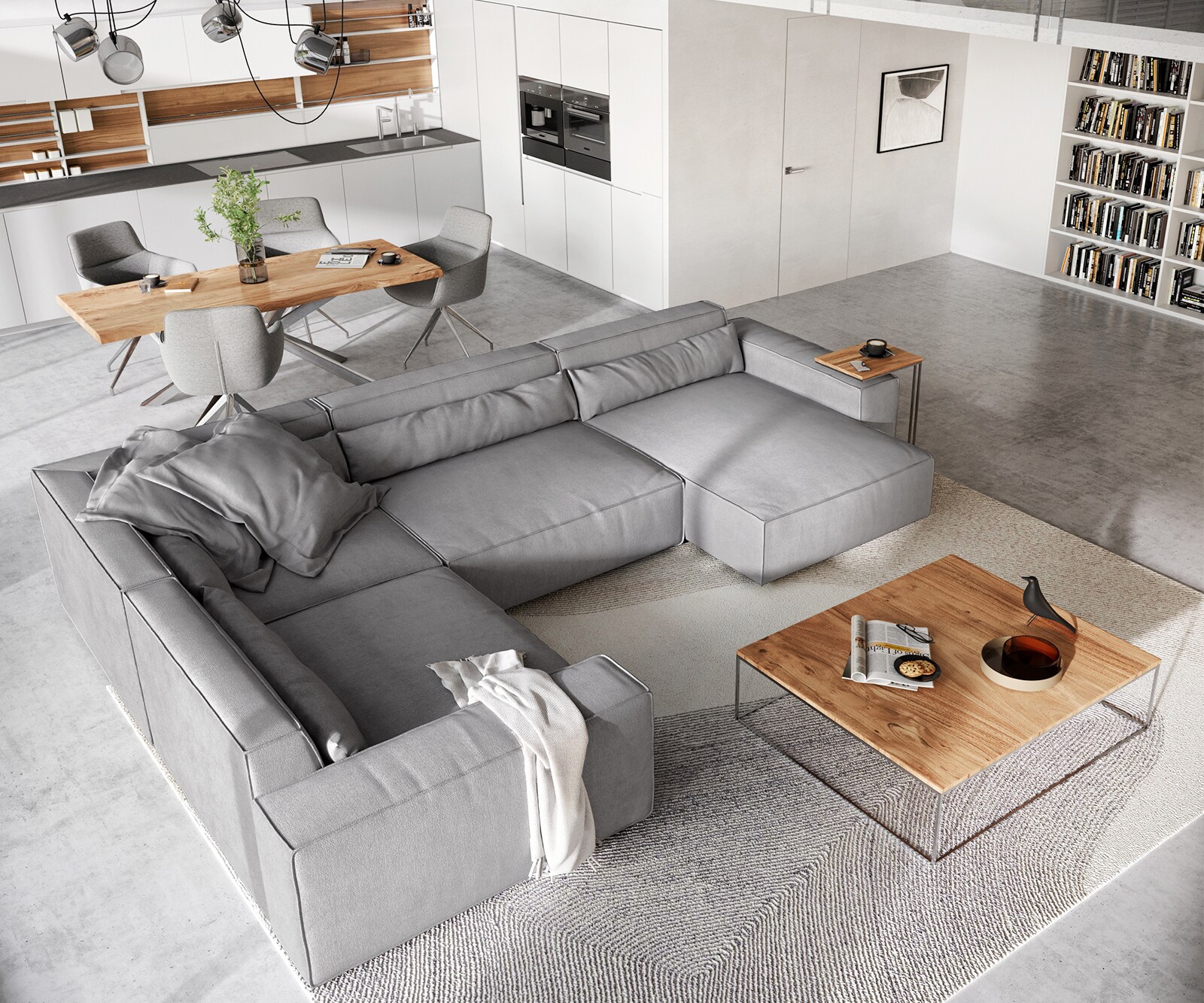 Woonkamerlandschap Sirpio XL 360x260 cm microvezel grijs recamiere variabele 3