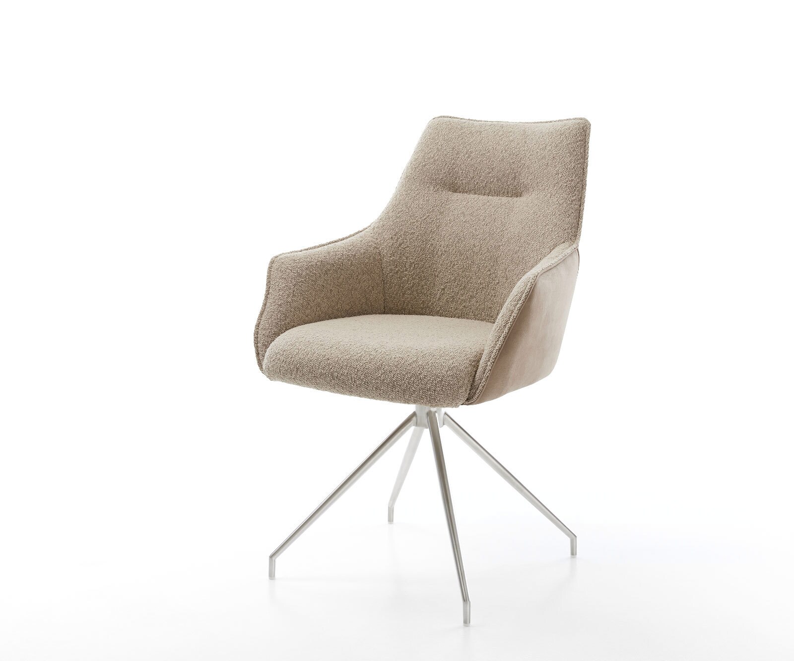 Draaistoel Alja-Flex met armleuning materiaalmix mud kruisframe conisch roestvrij staal 180° draaibaar pocketveer kern