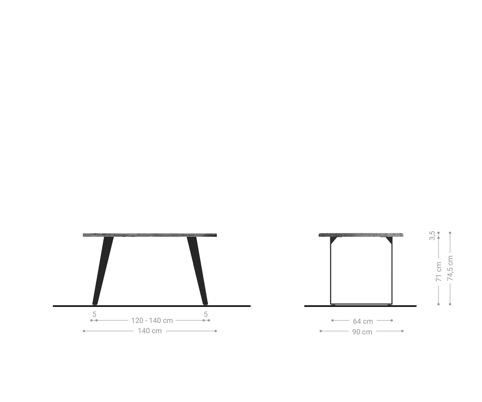 Eettafel Edge 140x90 acacia natuur metaal schuin Live-Edge 4 Eettafel Edge 140x90 acacia natuur metaal schuin Live-Edge 4