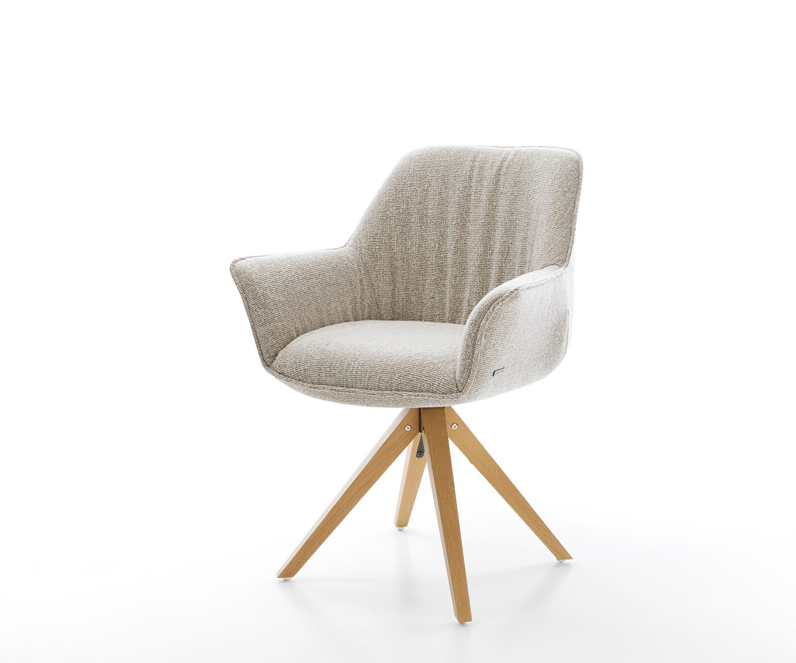 Draaistoel Keila-Flex met armleuning geweven stof beige houten frame hoekig natuur 180° draaibaar 1