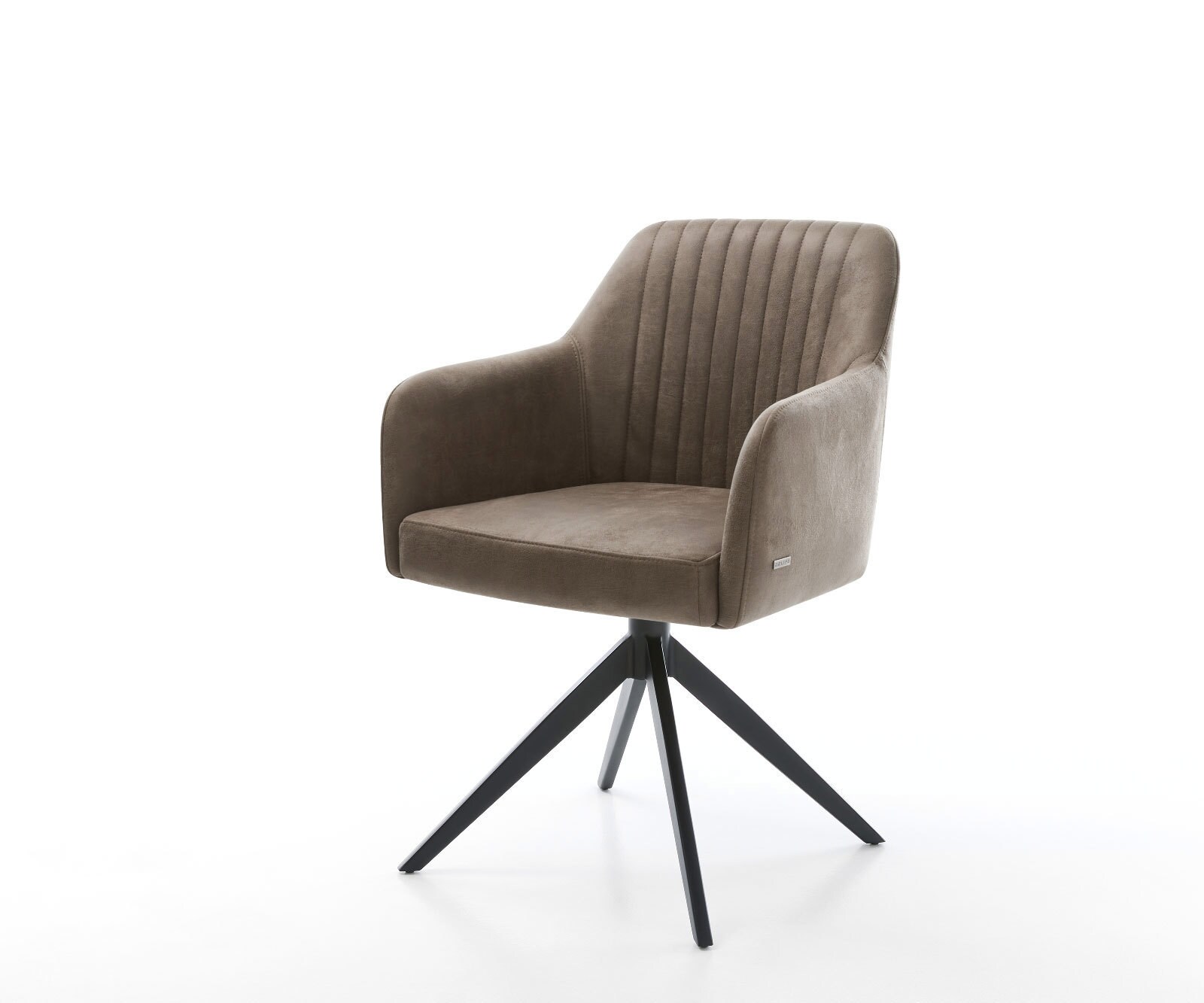 Eetkamerstoel Greg-Flex microvelours taupe vintage kruisframe breed zwart pocketveer kern