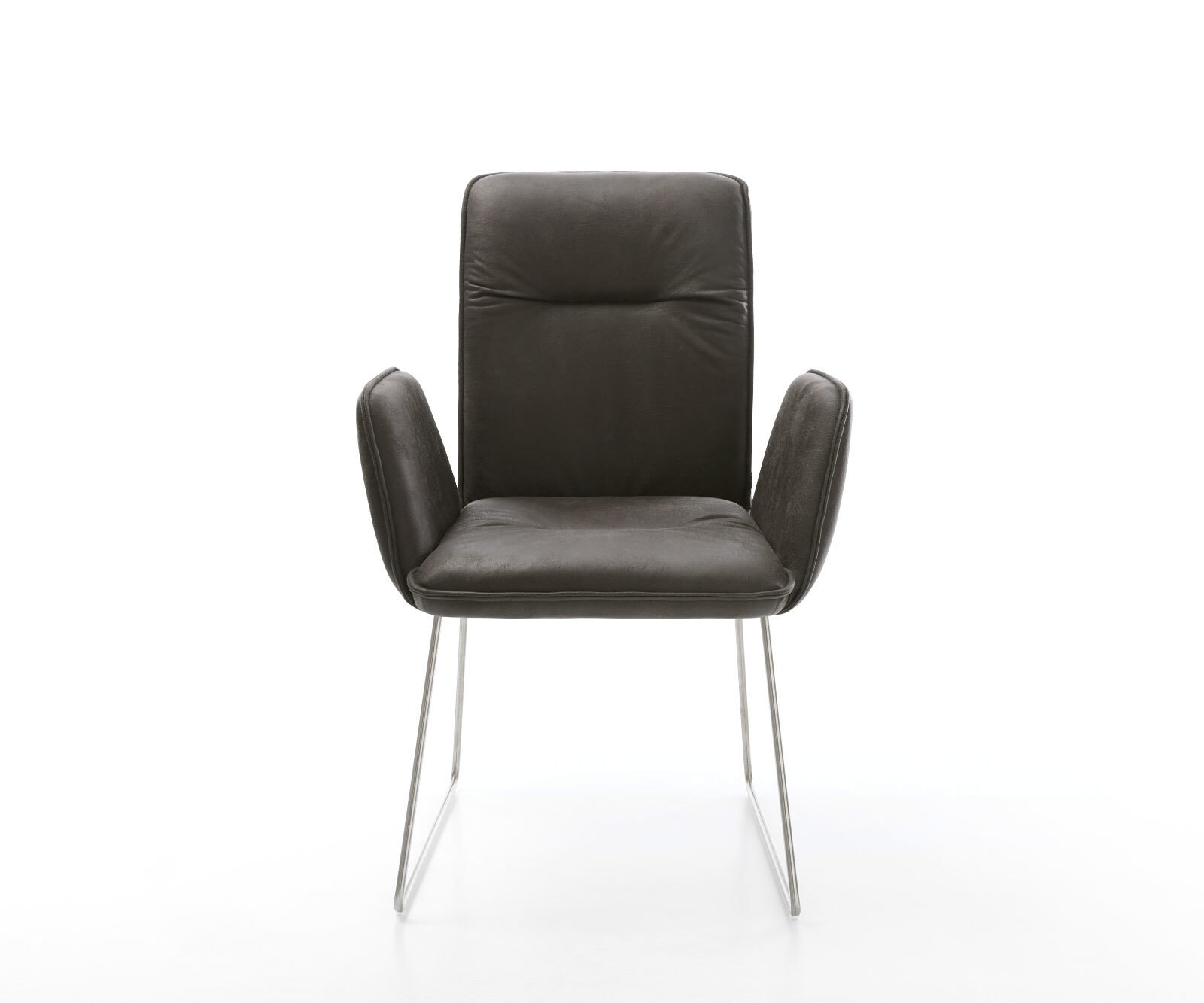 Eetkamerstoel Vinja-Flex microvelours antraciet vintage slipframe roestvrij staal 1