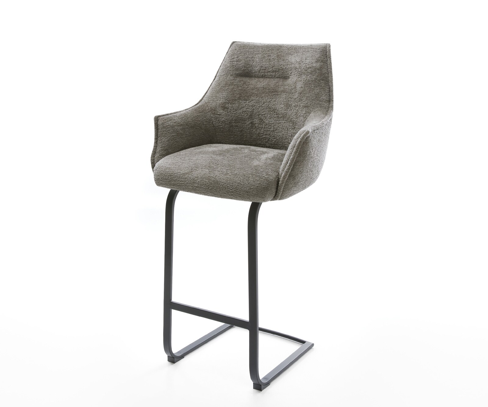 Barstoel Alja-Flex Bouclé zacht Mud Vrijkantelframe plat metaal Zwart Pocketvering 1