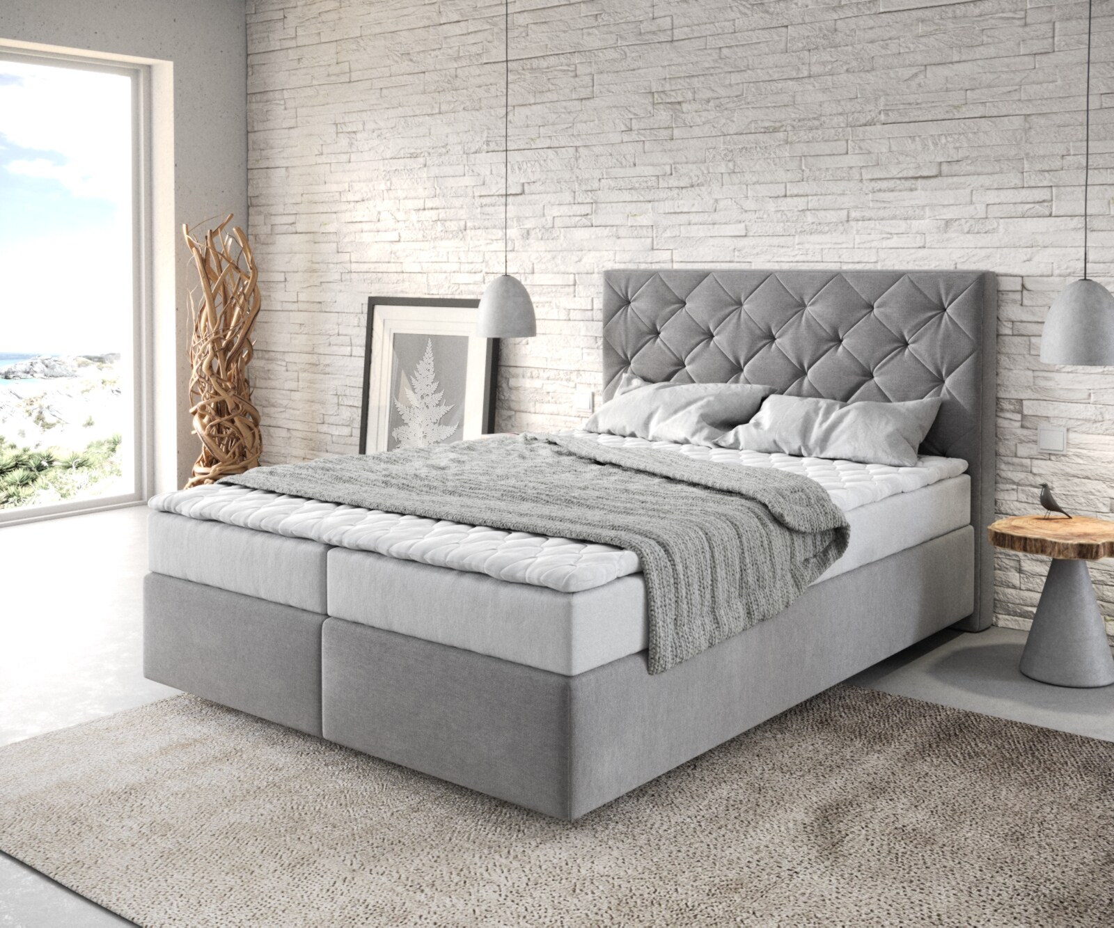 Boxspringbed Dream-Great 140x200 microvezel grijs Boxspringbed Dream-Great 140x200 microvezel grijs