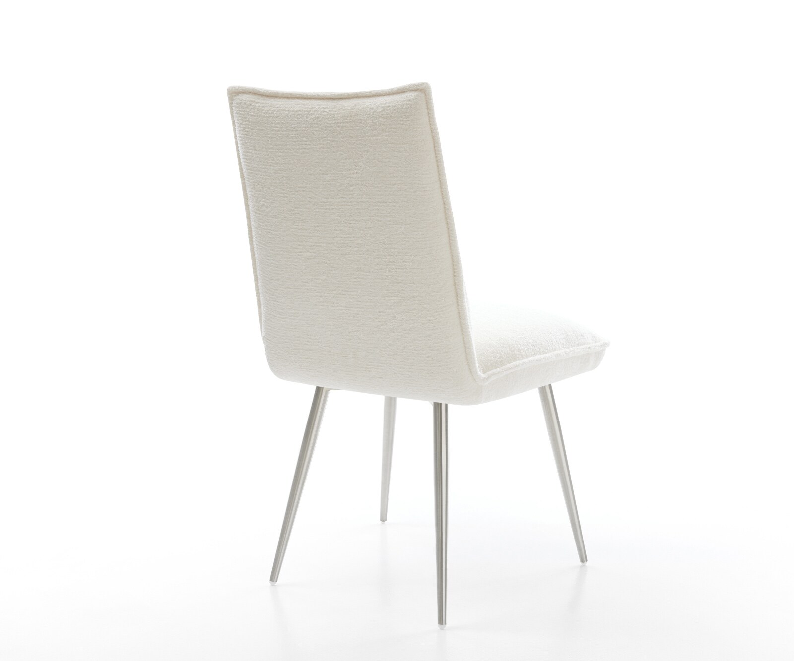 Eetkamerstoel Lelio-Flex bouclé zacht beige 4-poot conisch roestvrij staal pocketveer kern 5
