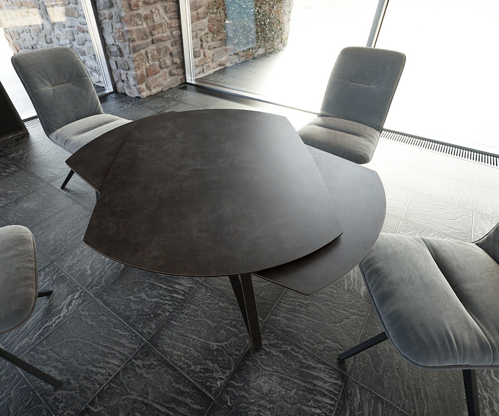Eettafel Carlow 130/200x95 cm keramisch grijs metaal uitschuifbaar 2