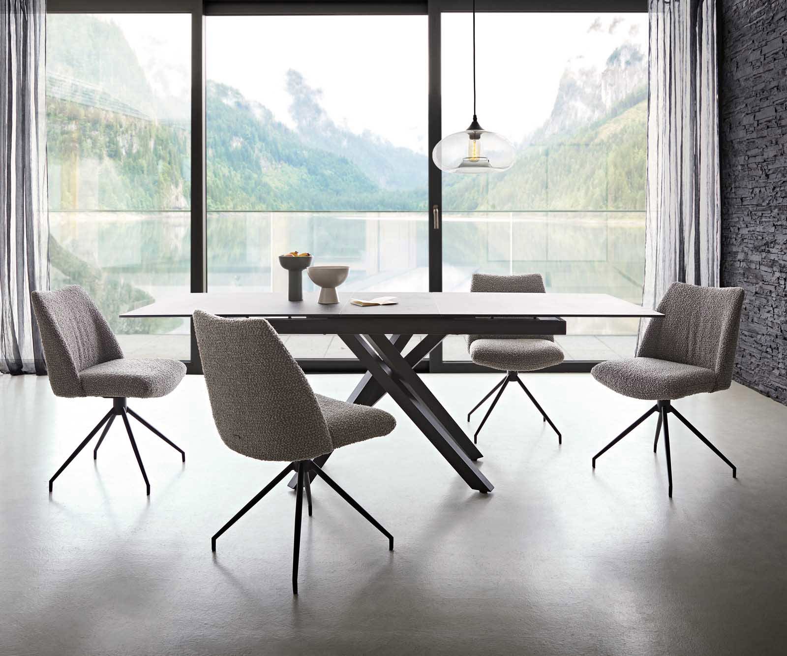 Draaistoel Elso-Flex bouclé zilver grijs kruisframe conisch zwart 180° draaibaar pocketveer kern 5 Draaistoel Elso-Flex bouclé zilver grijs kruisframe conisch zwart 180° draaibaar pocketveer kern 5