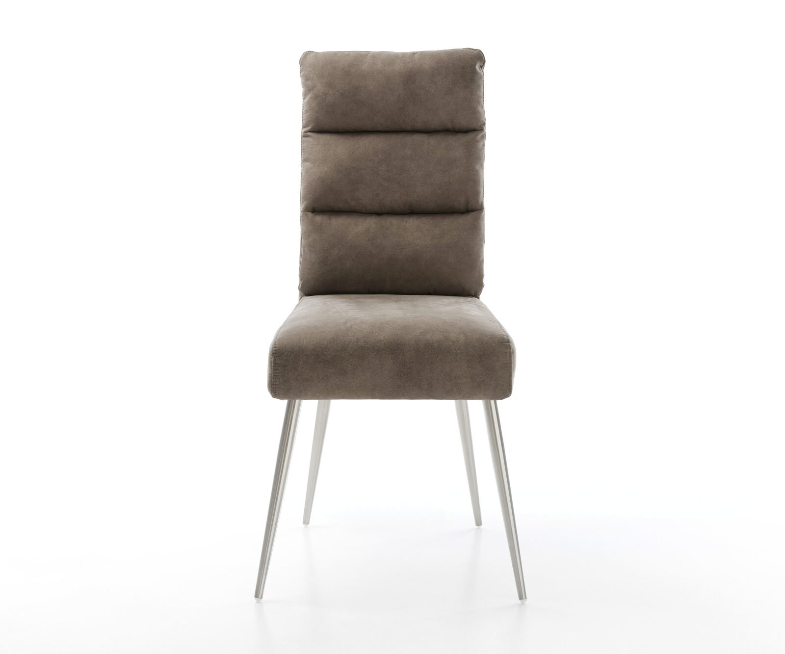 Eetkamerstoel Pela-Flex microvelours taupe vintage 4-poot conisch roestvrij staal pocketveer kern 1 Eetkamerstoel Pela-Flex microvelours taupe vintage 4-poot conisch roestvrij staal pocketveer kern 1