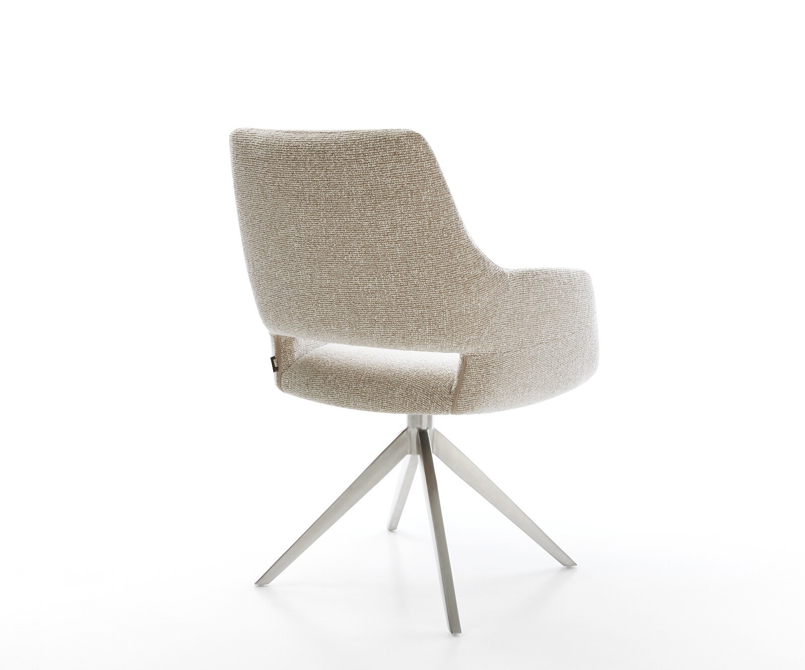 Draaistoel Yago-Flex met armleuning geweven stof beige kruisframe breed roestvrij staal 360° draaibaar rocker-functie pocketveer kern 5