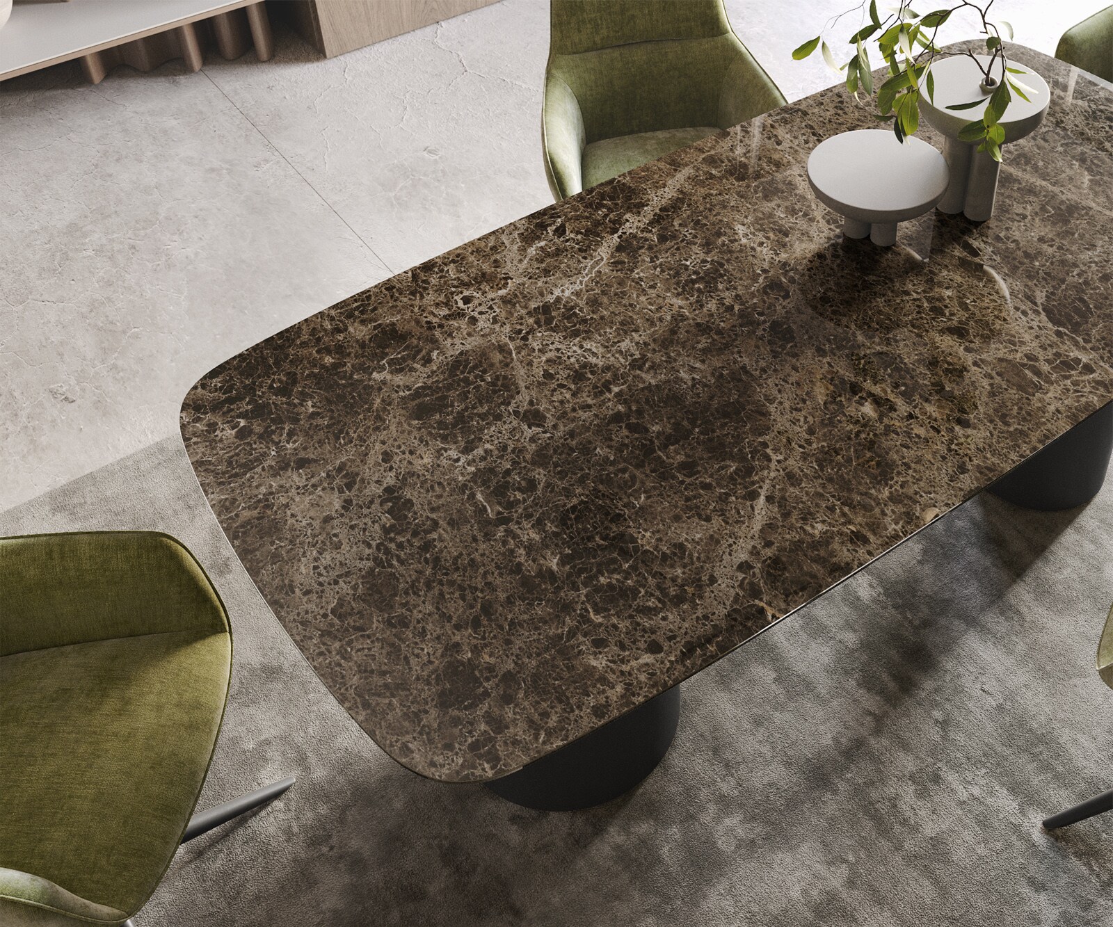 Eettafel Edge Boot Keramiek Emperador Extra Lucidato Donkerbruin 200x100 Troa Metaal Zwart 4