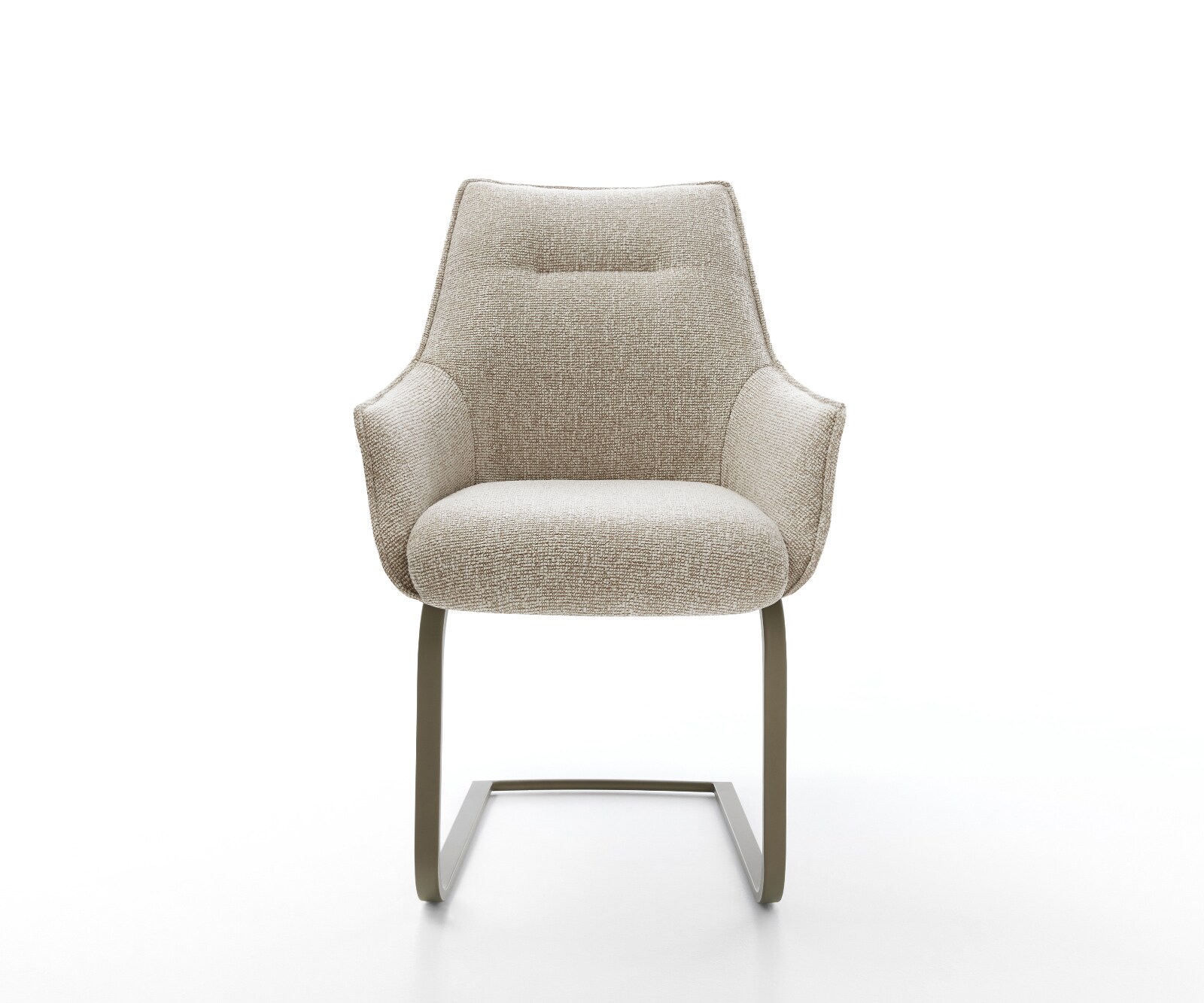 Sledemodel Alja-Flex met armleuning geweven stof beige sledemodel vlak afwerking met titanium pocketveer kern 2