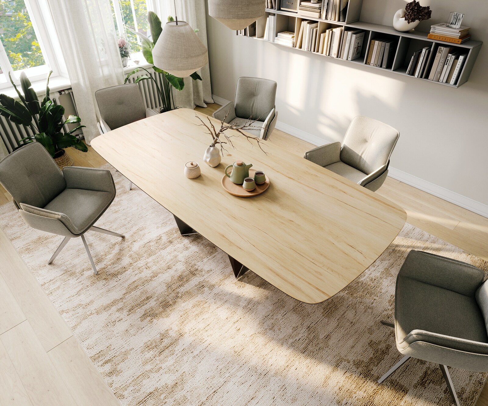 Eettafel Edge Boot 260x120 cm Keramiek Laminam® Sabbia Eichefarbig Spider Flachstahl Roestvrij staal 4