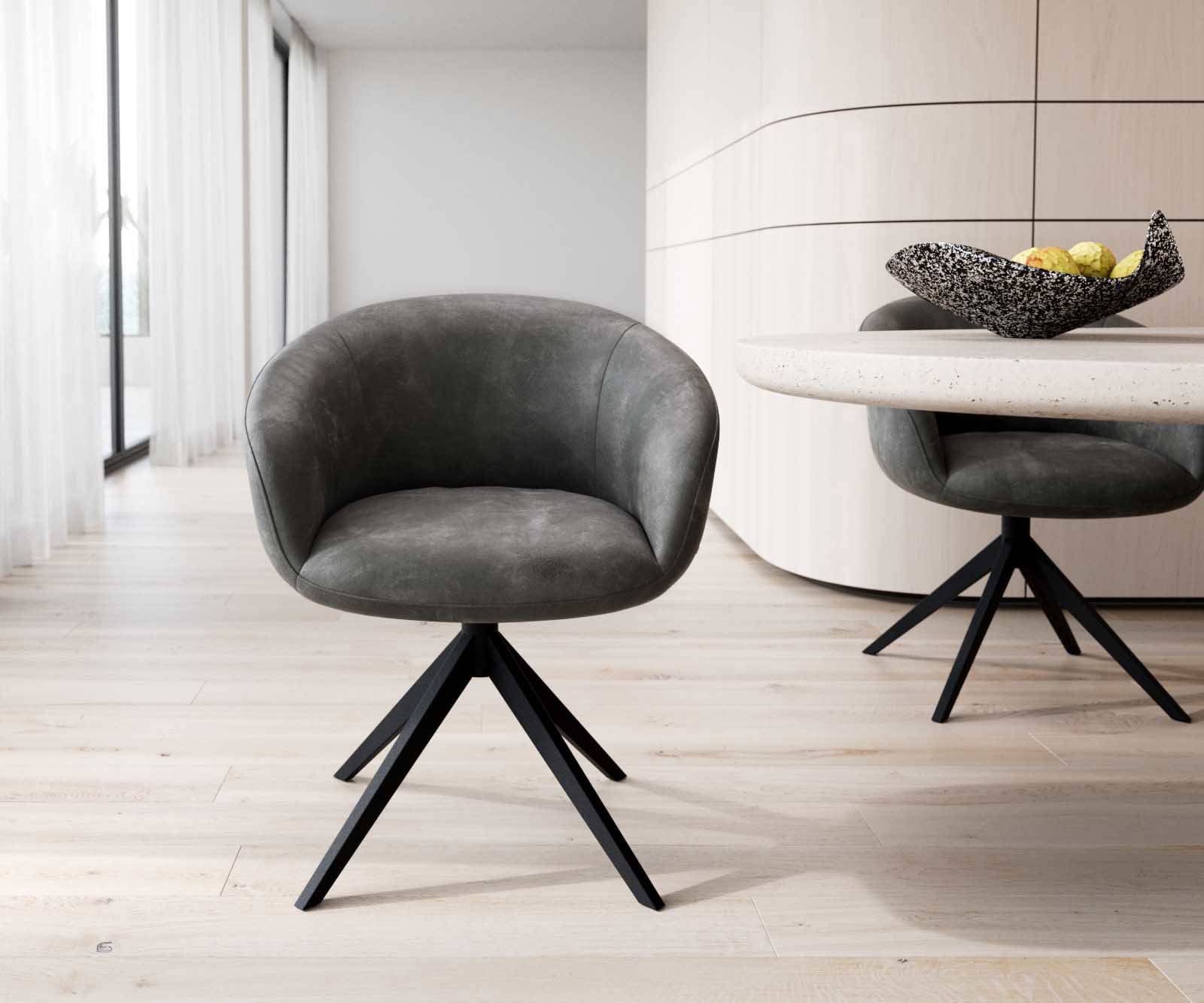 Draaistoel Vinka-Flex met armleuning microvelours antraciet vintage kruisframe breed zwart 360° draaibaar pocketveer kern 1 Draaistoel Vinka-Flex met armleuning microvelours antraciet vintage kruisframe breed zwart 360° draaibaar pocketveer kern 1