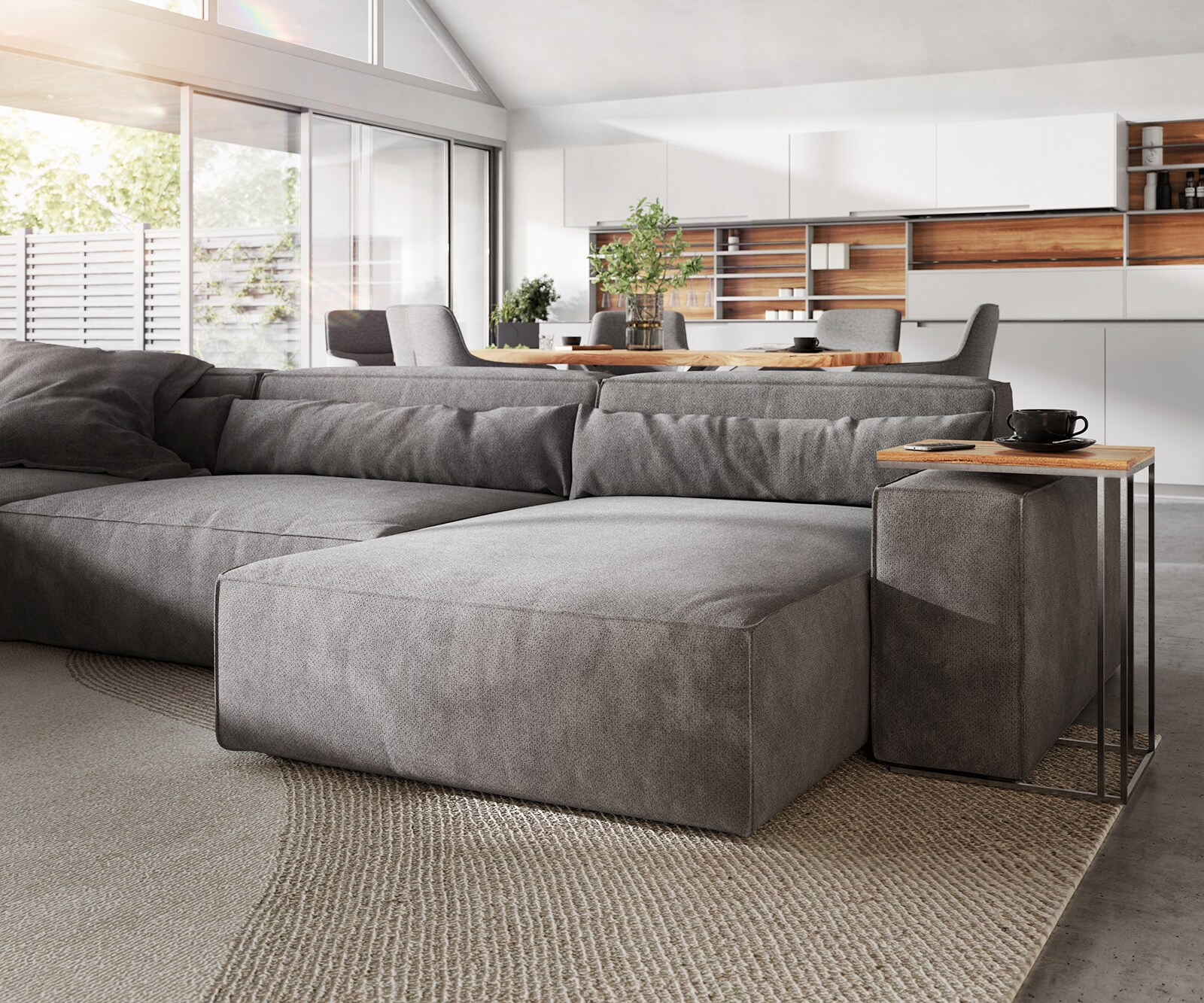 Woonkamerlandschap Sirpio XL 360x260 cm microvezel taupe recamiere variabele 5