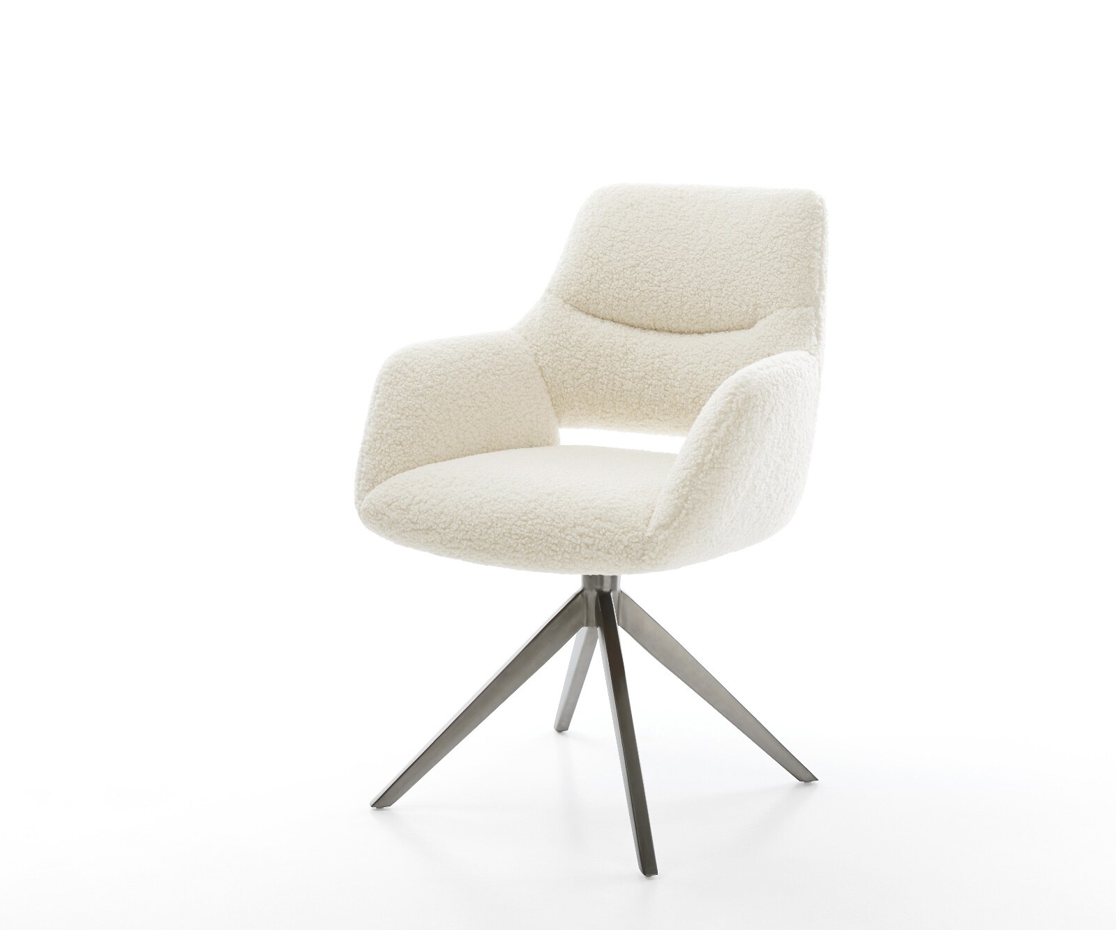 Draaistoel Yago-Flex met armleuning teddy beige kruisframe breed grafiet 360° draaibaar rocker-functie pocketveer kern 1