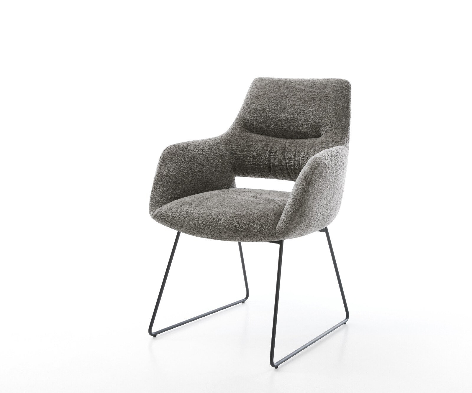 Eetkamerstoel Yago-Flex met armleuning bouclé zacht mud slipframe zwart pocketveer kern 1