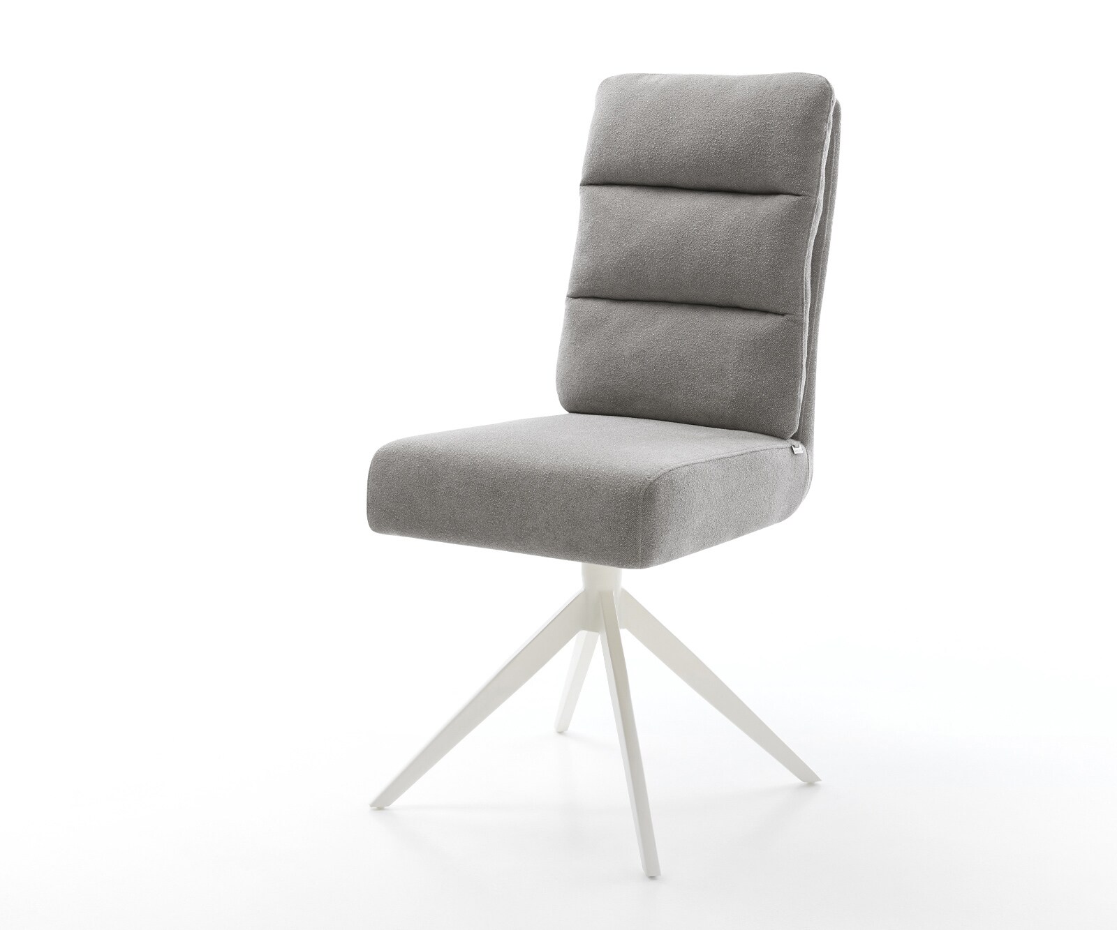 Draaistoel Pela-Flex zachte stof met structuur grijs kruisframe breed wit 360° draaibaar rocker-functie pocketveer kern 1