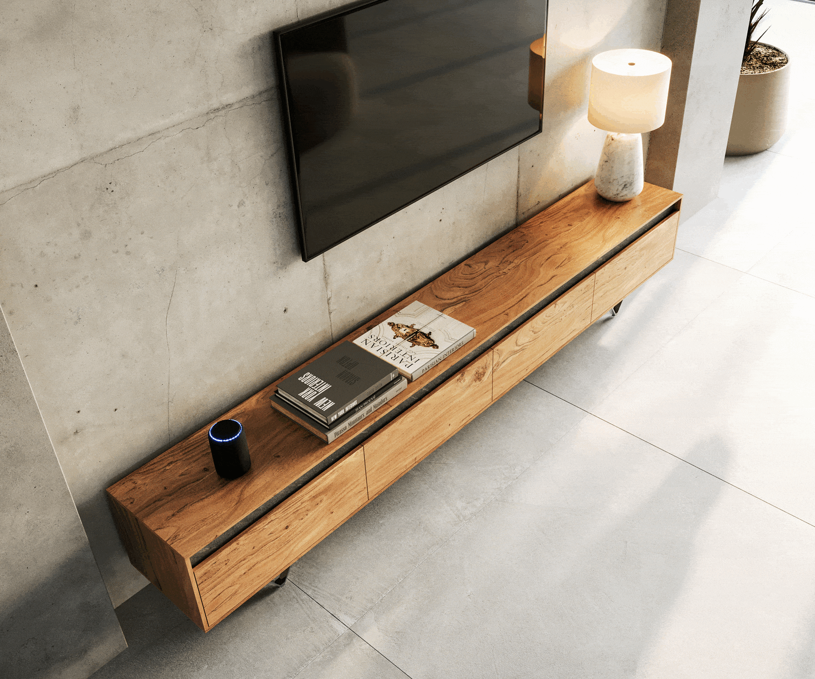 Tv-meubel Stonegrace 240 cm acacia natuur 4 deuren 3