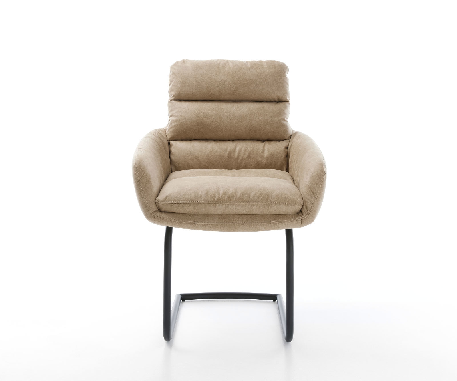 Sledemodel Abelia-Flex met armleuning microvelours beige vintage sledemodel rond zwart 1 Sledemodel Abelia-Flex met armleuning microvelours beige vintage sledemodel rond zwart 1