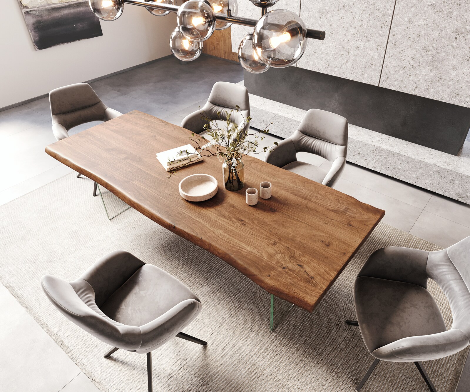 Eettafel Edge 260x100 XL acacia bruin  glas Live-Edge 3