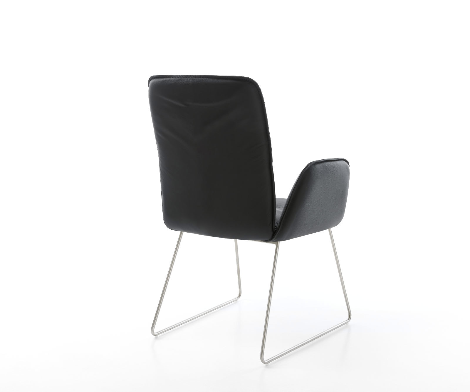 Eetkamerstoel Vinja-Flex echt leer zwart slipframe roestvrij staal 4 Eetkamerstoel Vinja-Flex echt leer zwart slipframe roestvrij staal 4