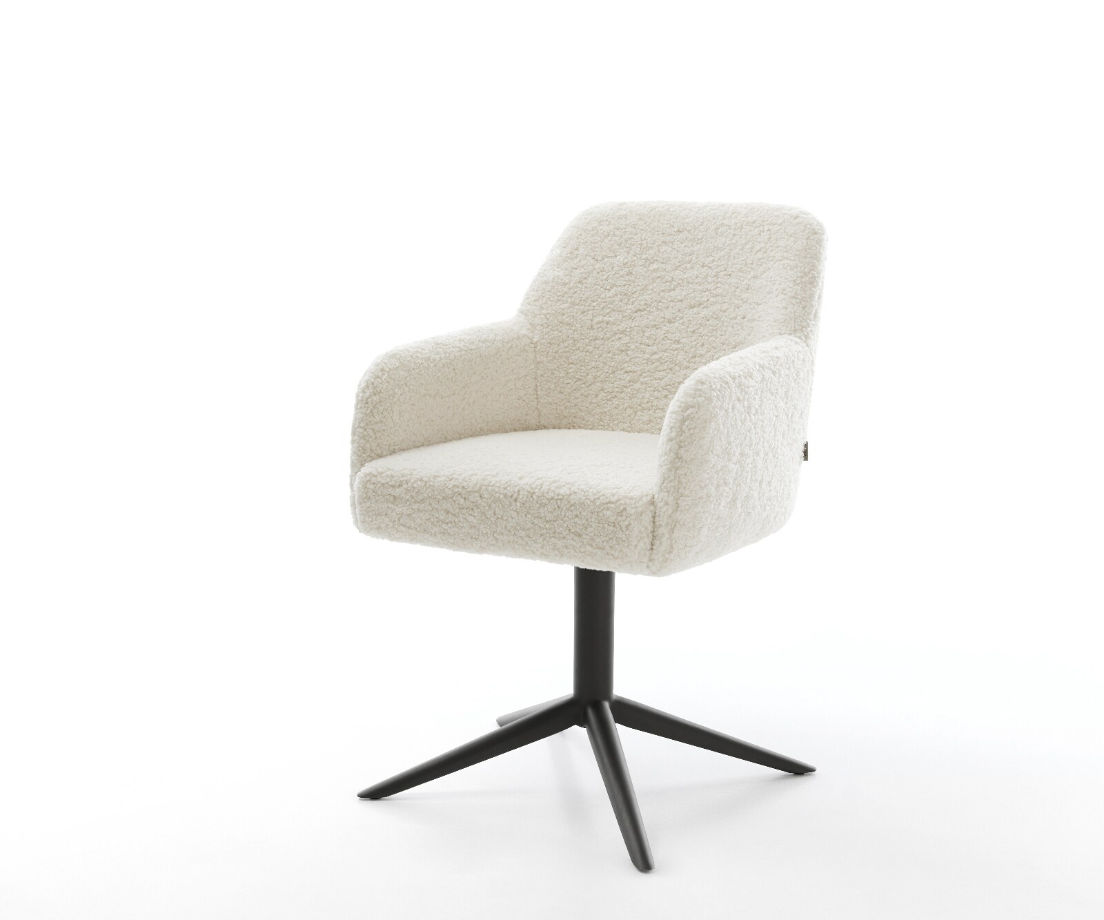 Draaistoel Greg-Flex teddy beige kruispoot zwart 360° draaibaar rocker-functie pocketveer kern