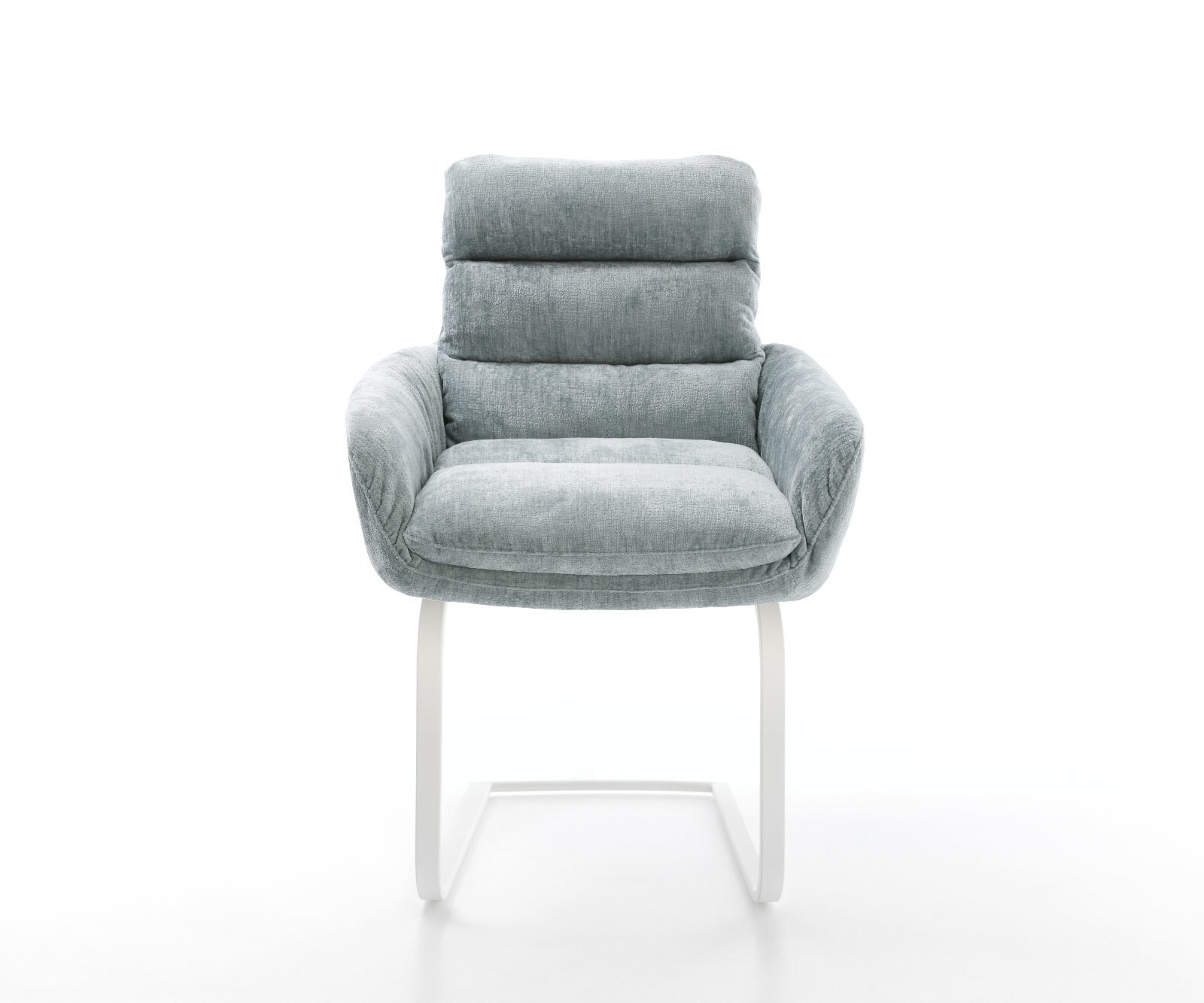 Sledemodel Abelia-Flex met armleuning chenille pastelblauw sledemodel vlak wit 1 Sledemodel Abelia-Flex met armleuning chenille pastelblauw sledemodel vlak wit 1