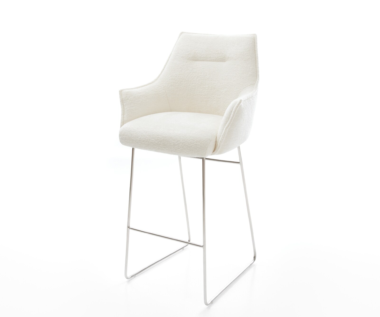 Barstoel Alja-Flex Bouclé zacht Beige Sledeonderstel roestvrij staal Zilver Pocketvering 1