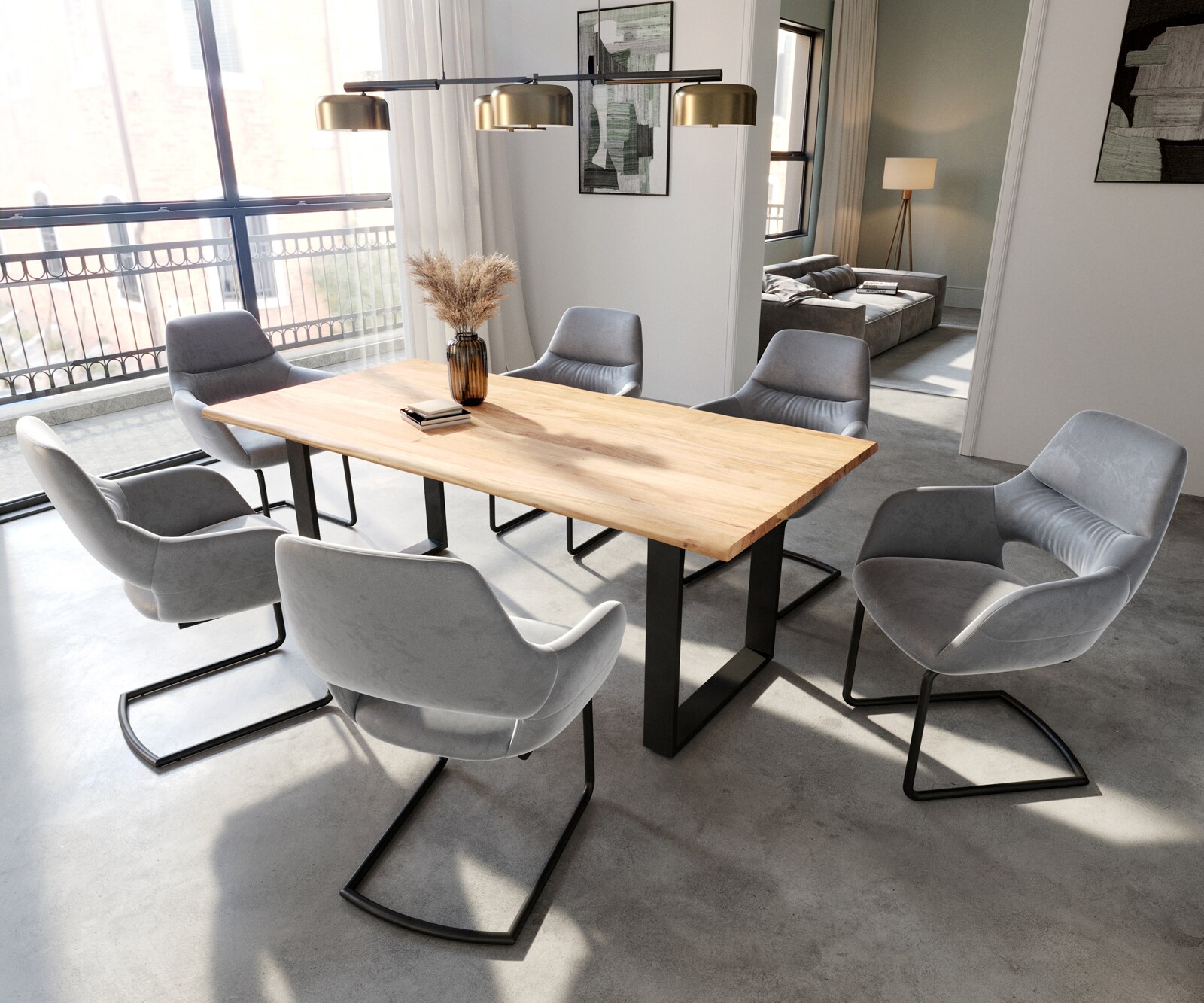 Sledemodel Yago-Flex met armleuning fluweel grijs sledemodel rond zwart pocketveer kern 3 Sledemodel Yago-Flex met armleuning fluweel grijs sledemodel rond zwart pocketveer kern 3