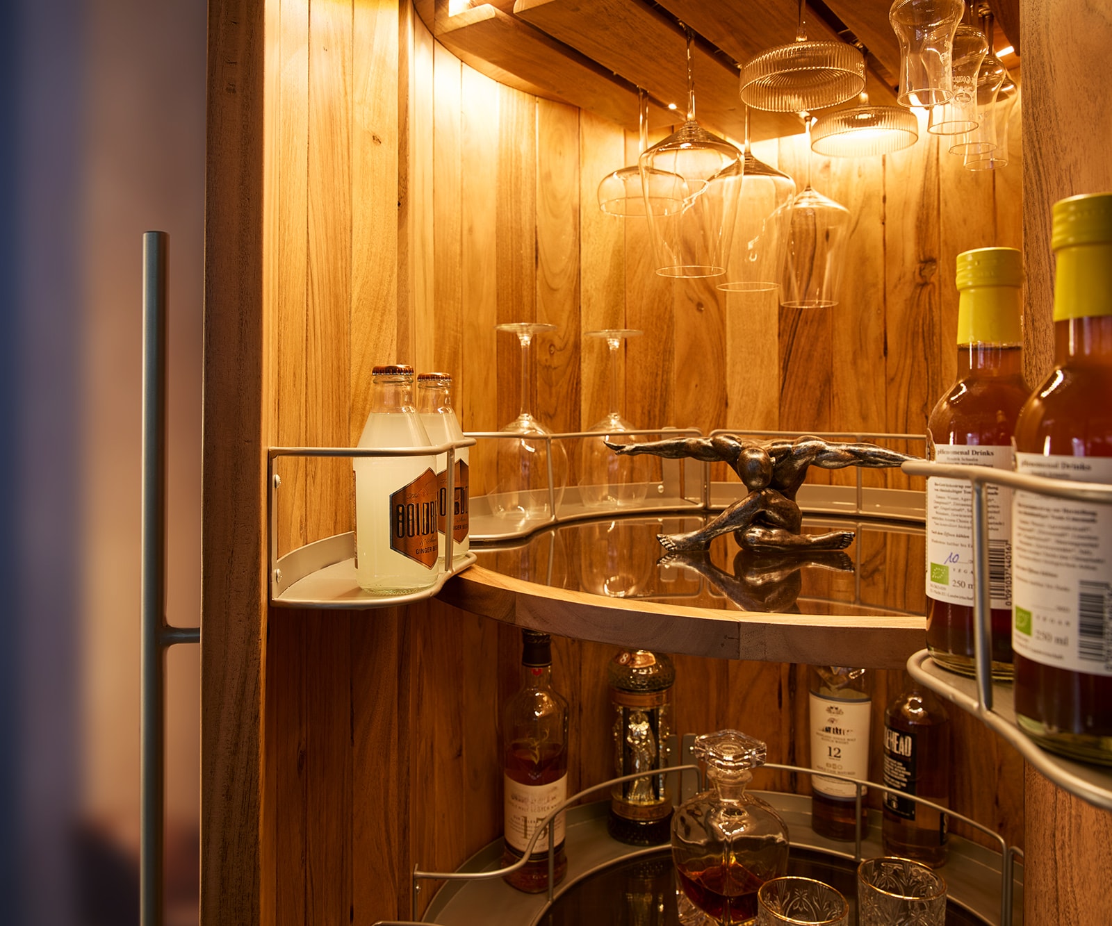 Barkast Tulsa 80x190 cm acacia naturel LED-verlichting wijnkast 5 Barkast Tulsa 80x190 cm acacia naturel LED-verlichting wijnkast 5