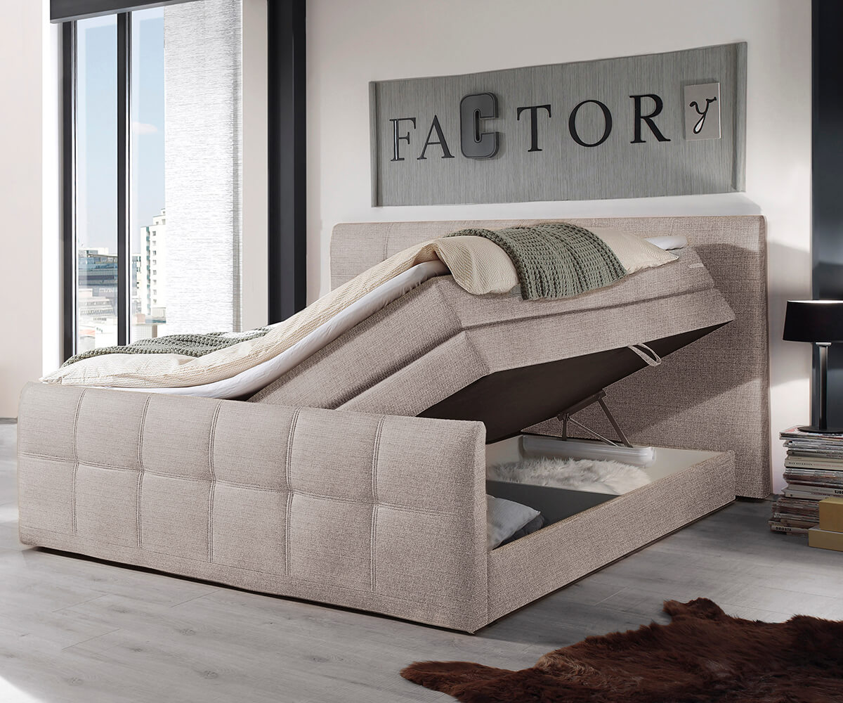 Boxspring-bed Amarillo 180x200 cm beige met Topper 1