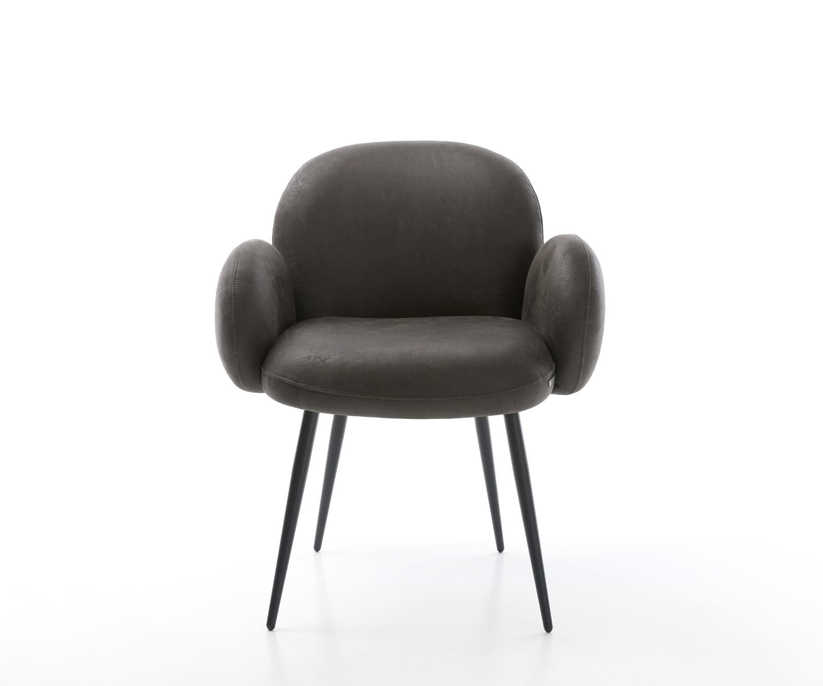 Eetkamerstoel Nube-Flex met armleuning microvelours antraciet vintage 4-poot conisch zwart pocketveer kern 1 Eetkamerstoel Nube-Flex met armleuning microvelours antraciet vintage 4-poot conisch zwart pocketveer kern 1