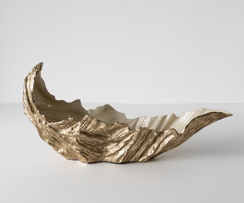 Schaal Maris B78 x D24 x H38 cm Aluminium Champagner Ivory Handgemaakt