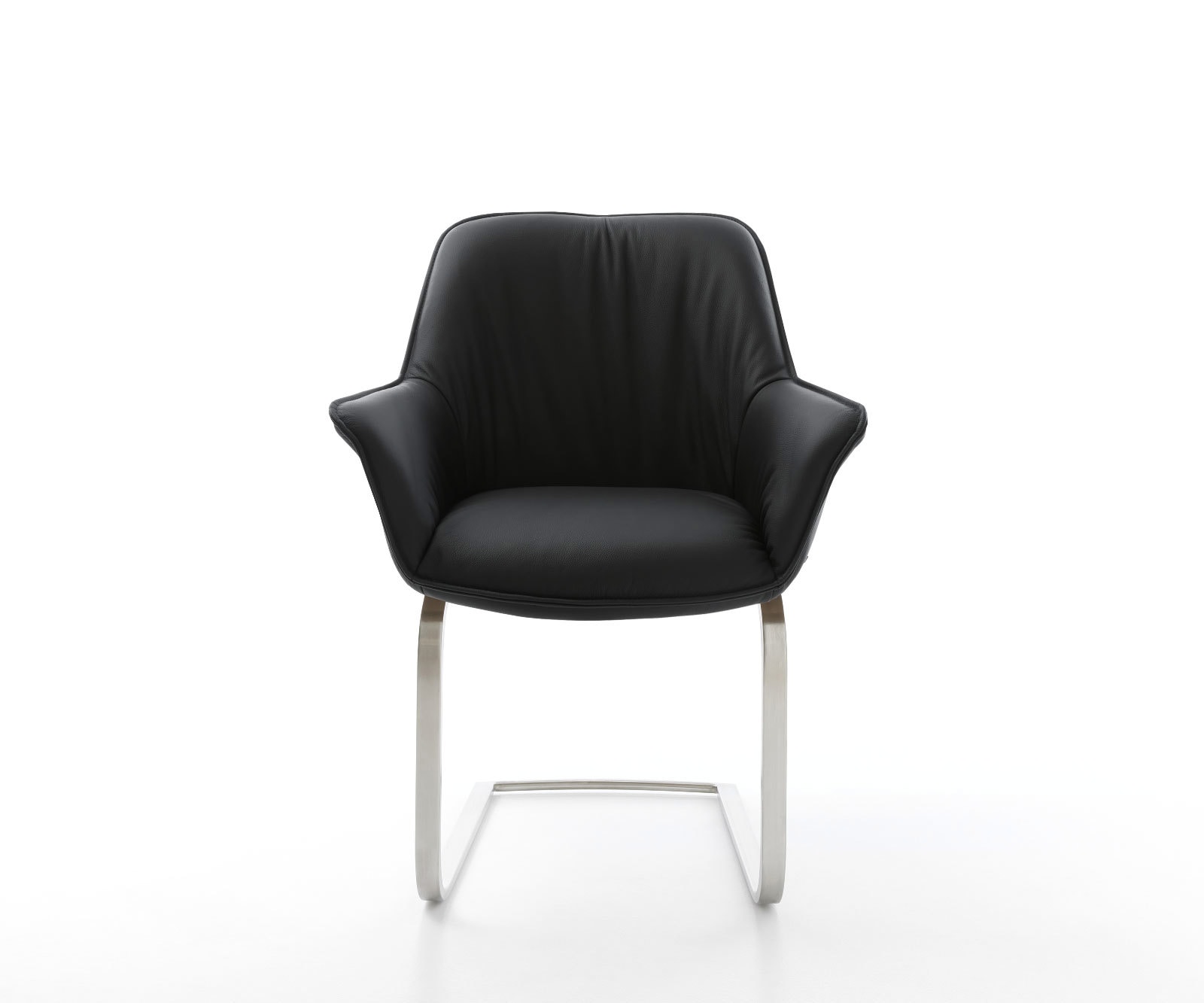 Sledemodel Keila-Flex met armleuning echt leer zwart sledemodel vlak roestvrij staal 2 Sledemodel Keila-Flex met armleuning echt leer zwart sledemodel vlak roestvrij staal 2