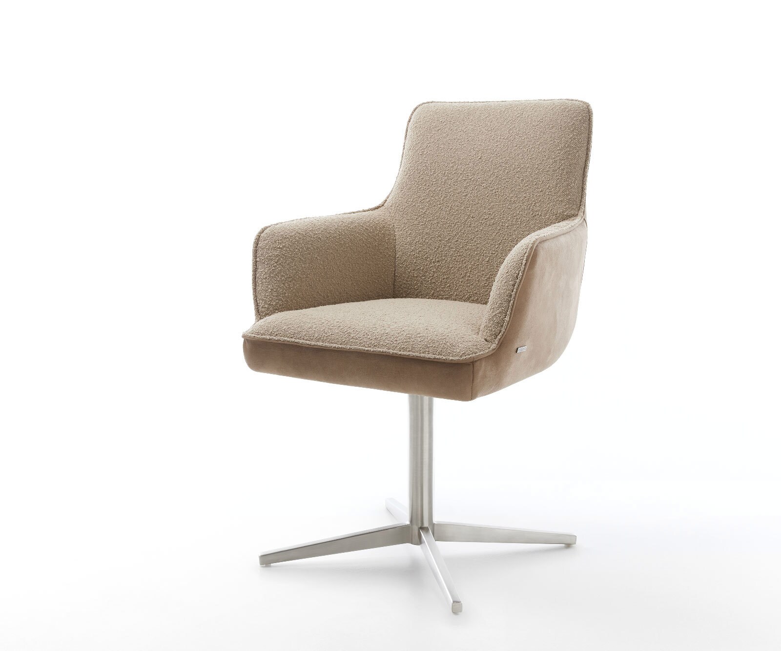 Draaistoel Heira-Flex met armleuning materiaalmix mud kruispoot roestvrij staal 360° draaibaar pocketveer kern