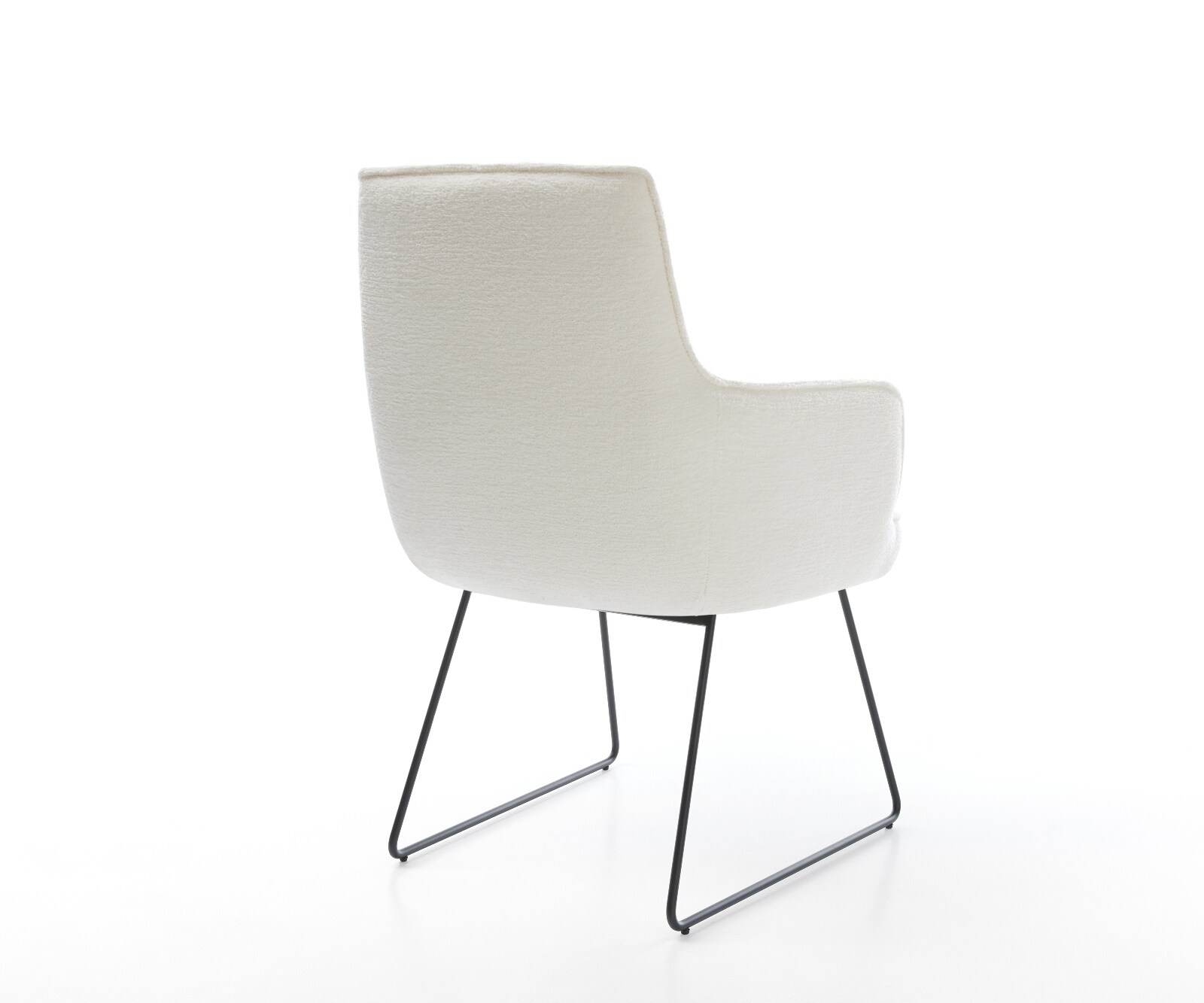 Eetkamerstoel Heira-Flex met armleuning bouclé zacht beige slipframe zwart pocketveer kern 5