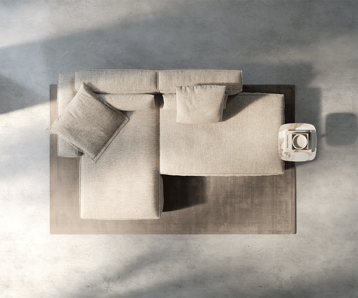 Hoekbank Freestyle 310x200 cm Zachte Geweven stof Beige kedernaad 5