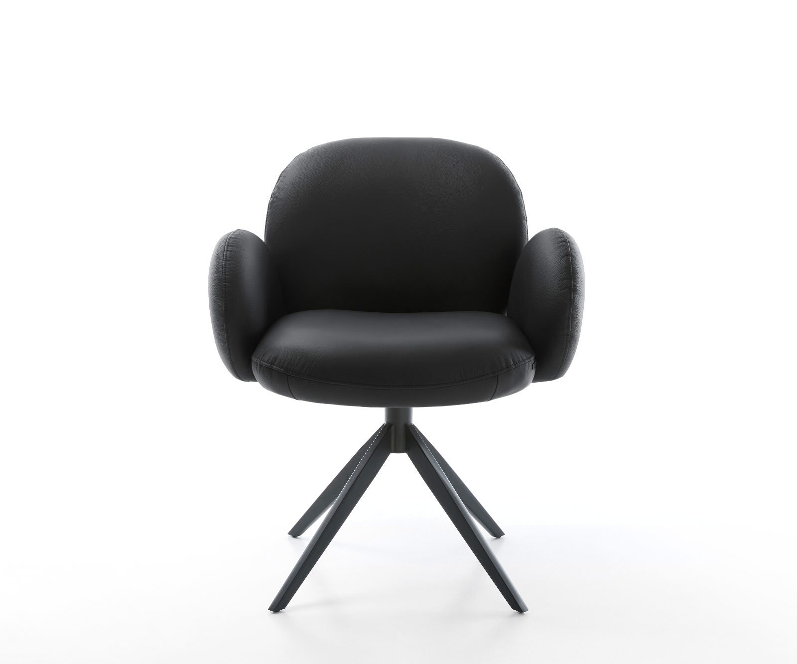 Draaistoel Nube-Flex met armleuning echt leer zwart kruisframe breed zwart 360° draaibaar rocker-functie pocketveer kern 1