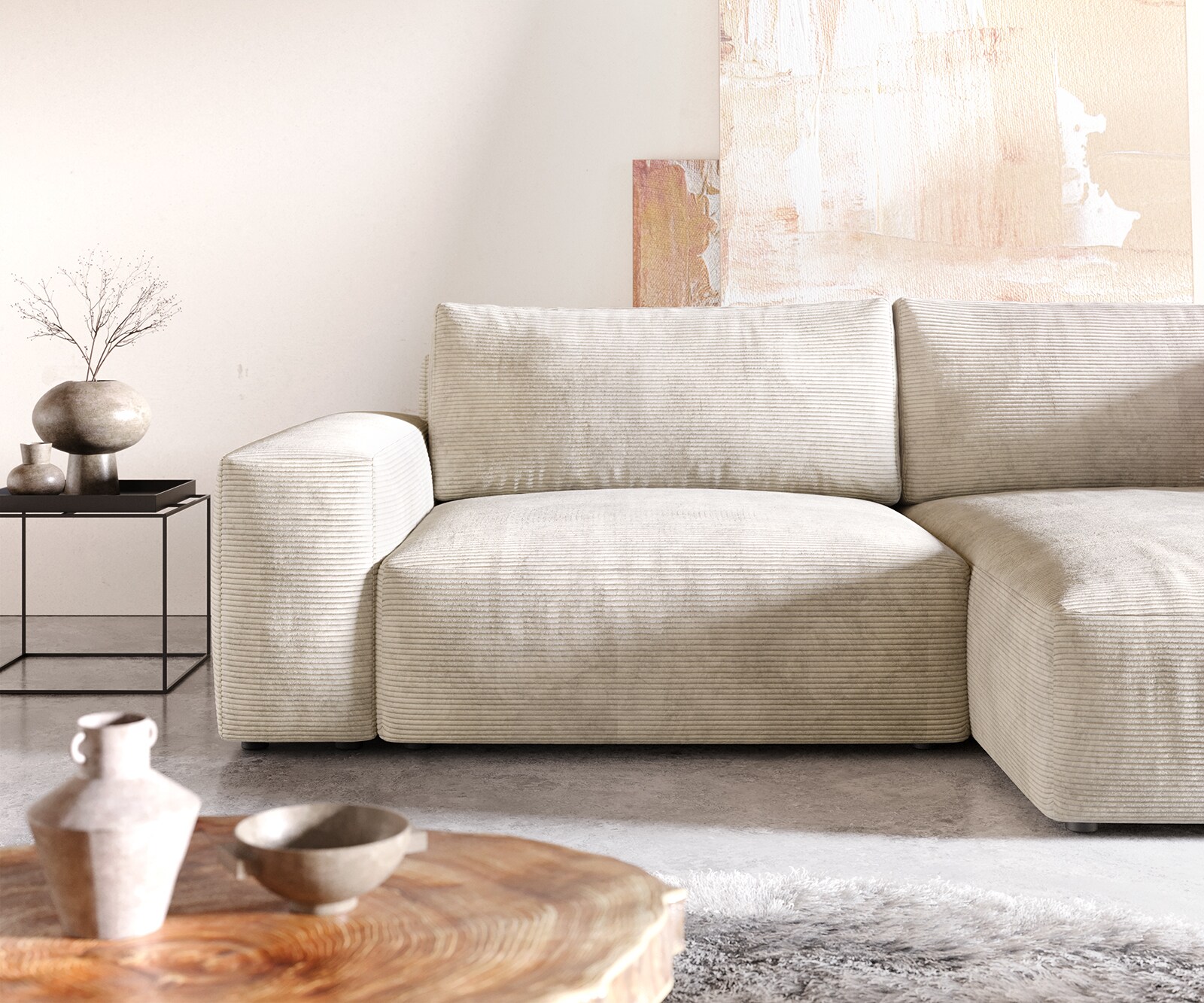Hoekbank Lanzo XL 270x180 cm Snoer Beige Recamiere variabel 4
