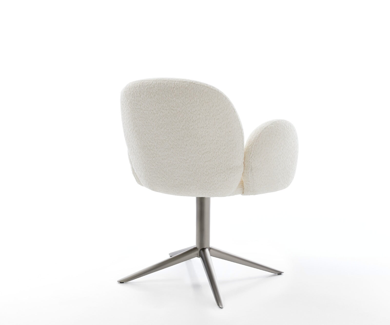 Draaistoel Nube-Flex met armleuning bouclé wit kruispoot grafiet 360° draaibaar rocker-functie pocketveer kern 4