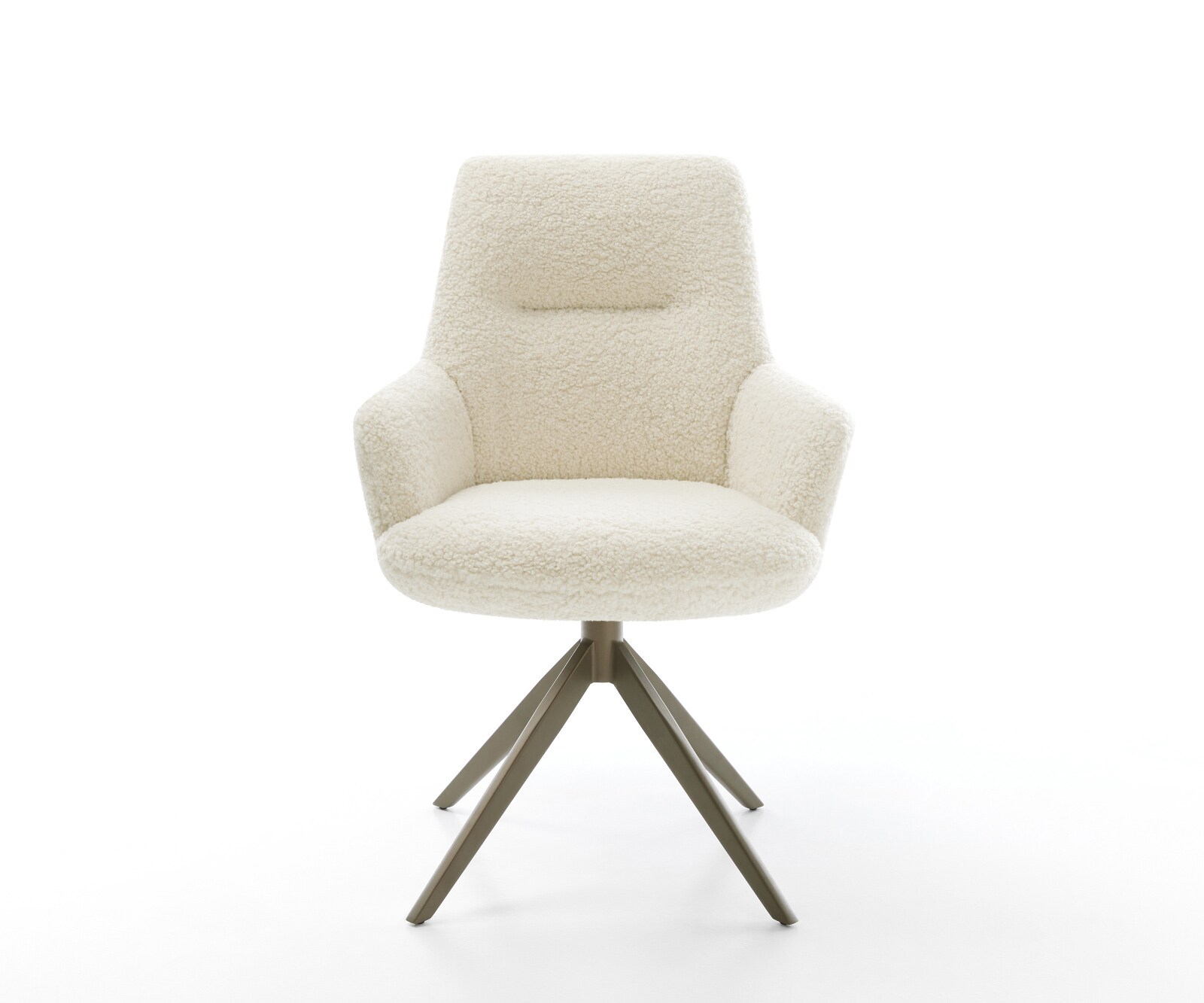 Draaistoel Zelia-Flex met armleuning teddy beige kruisframe breed afwerking met titanium 360° draaibaar rocker-functie pocketveer kern 2