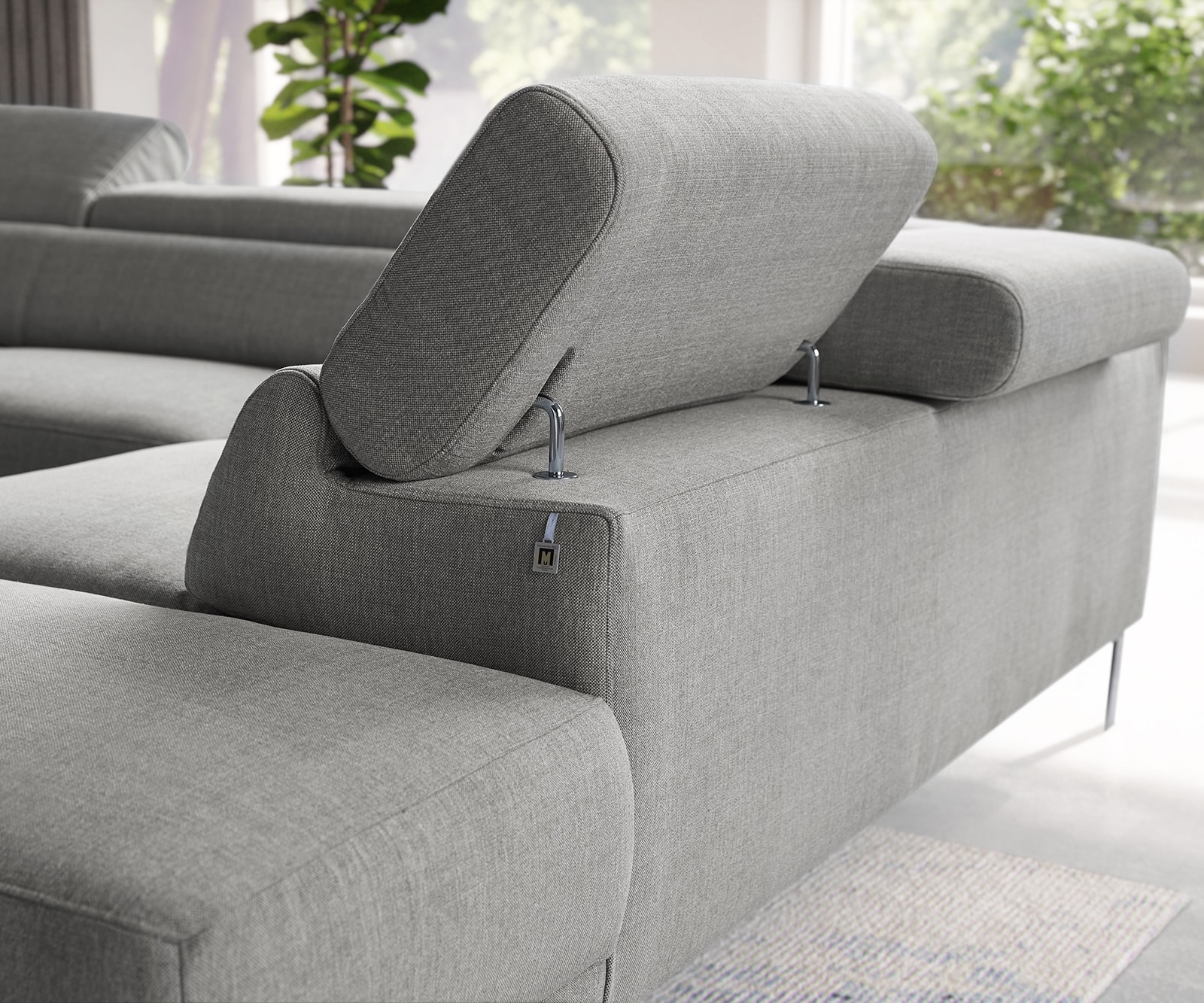 Hoekbank Floyd 300x230 zilvergrijs ottoman rechts  hoofdeinde verstelbaar by W. Schillig 3